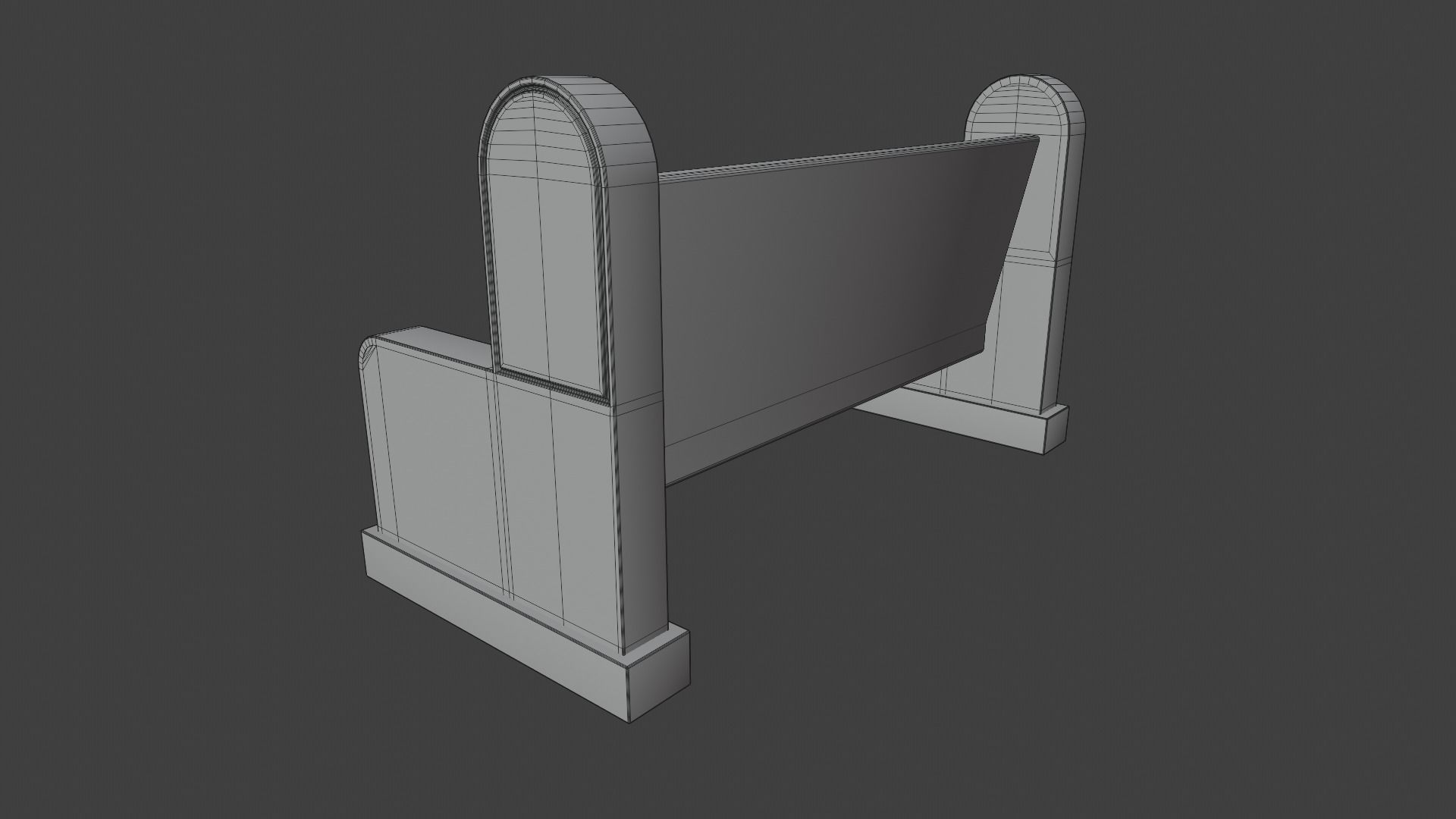 Church Pew Set 2 Low-poly 3D model_12