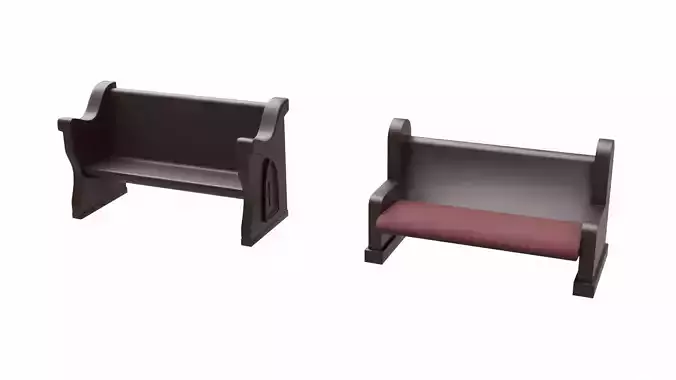 Church Pew Set 2 Low-poly 3D model Church Pew Set 2 Low-poly 3D model