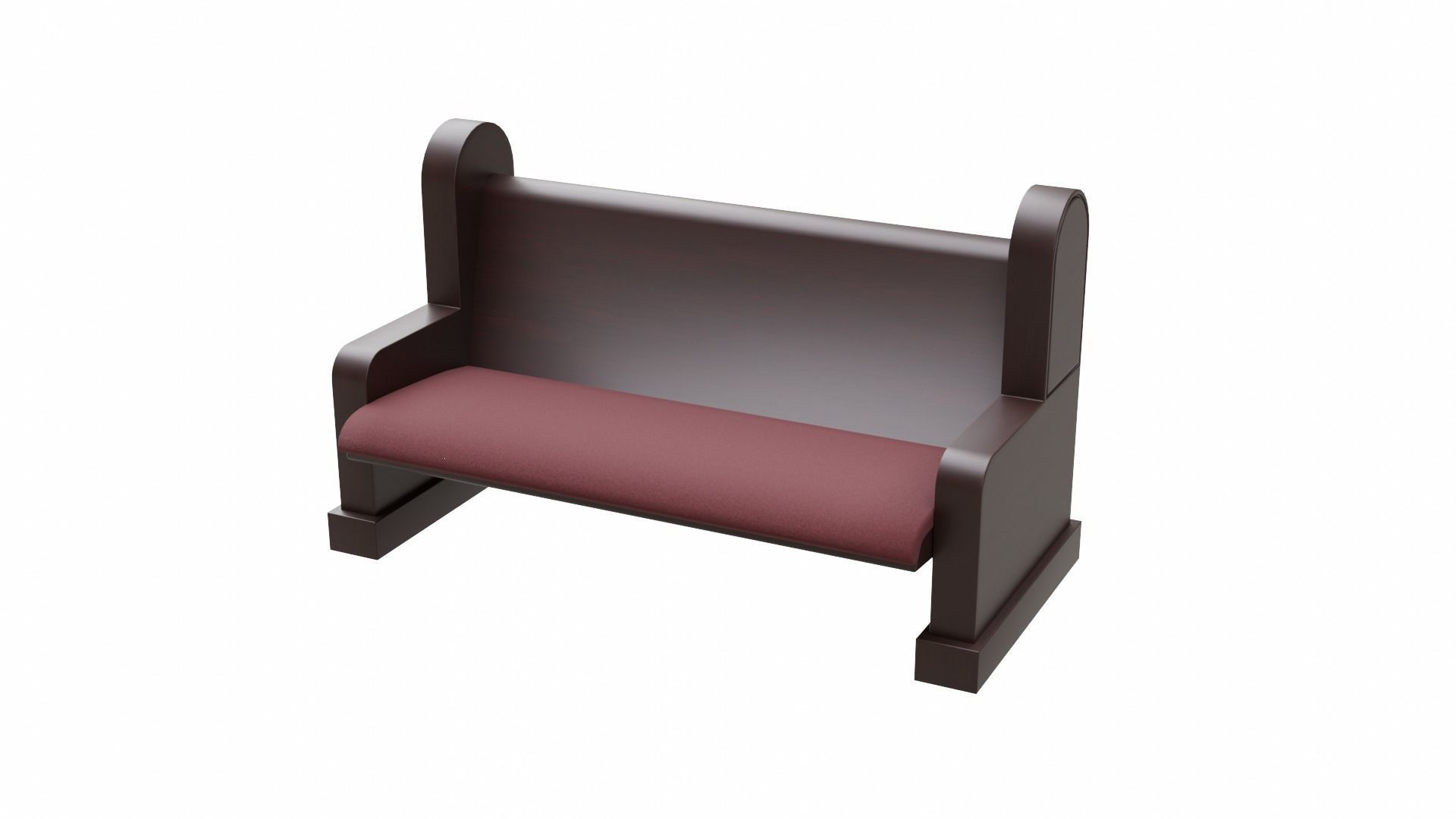 Church Pew Set 2 Low-poly 3D model_3