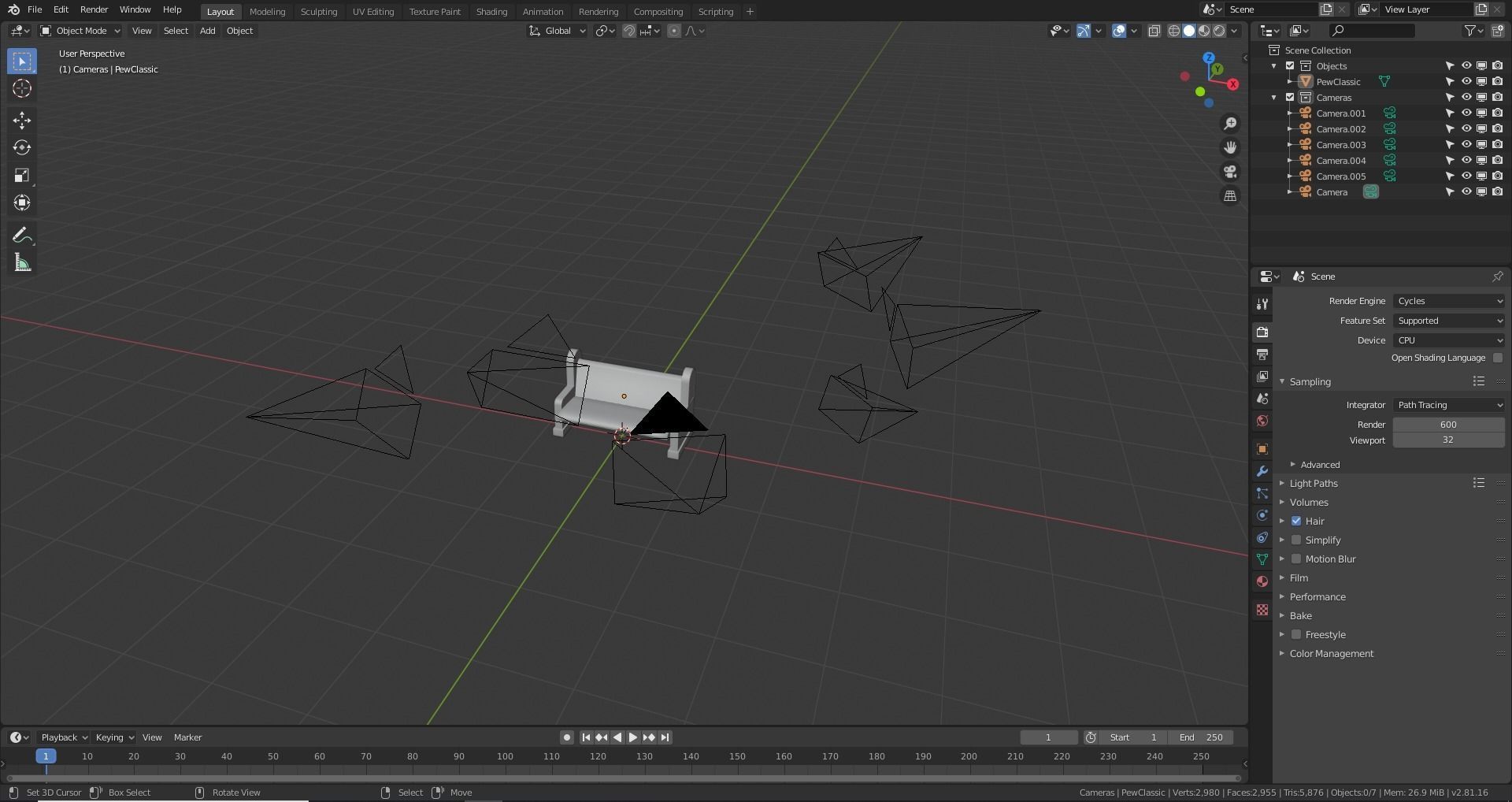 Church Pew Set 2 Low-poly 3D model_20