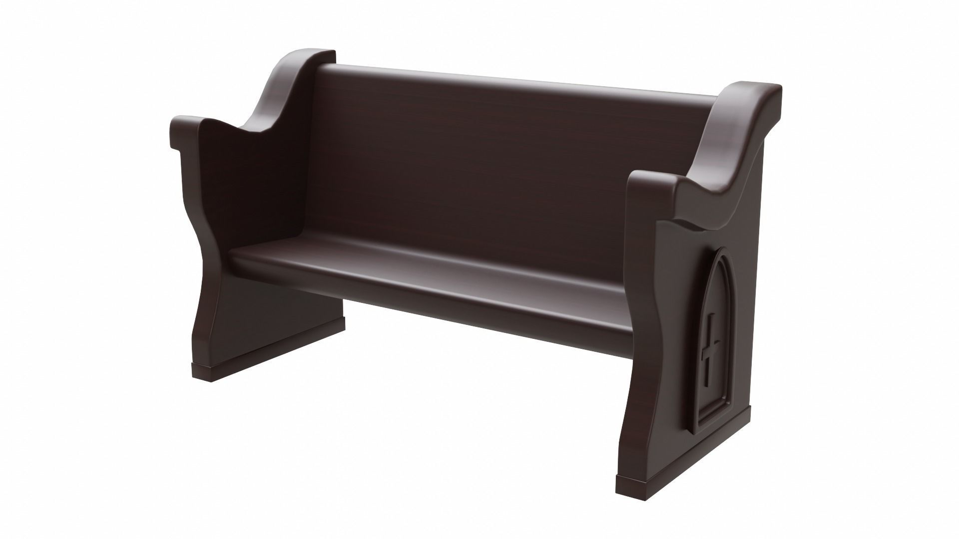 Church Pew Set 2 Low-poly 3D model_7