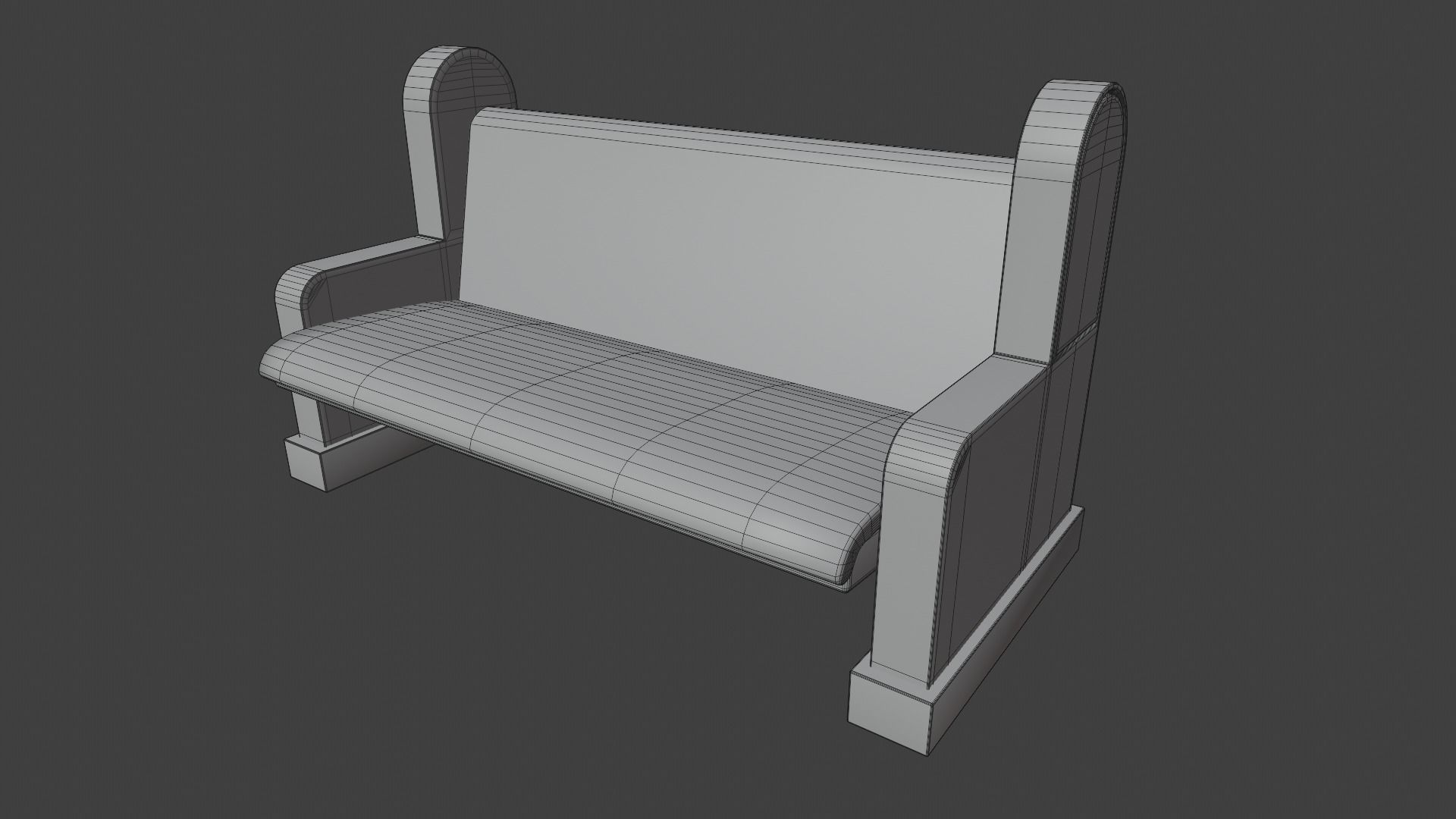 Church Pew Set 2 Low-poly 3D model_11