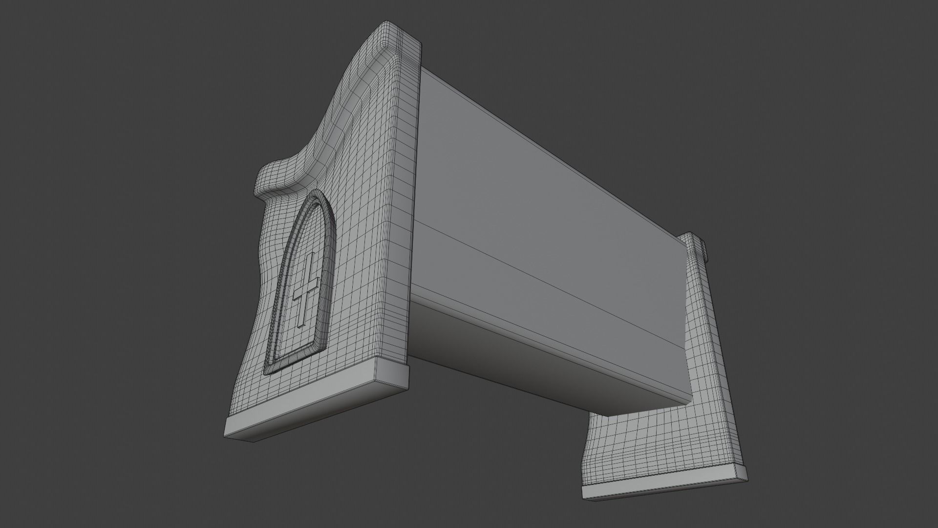 Church Pew Set 2 Low-poly 3D model_17