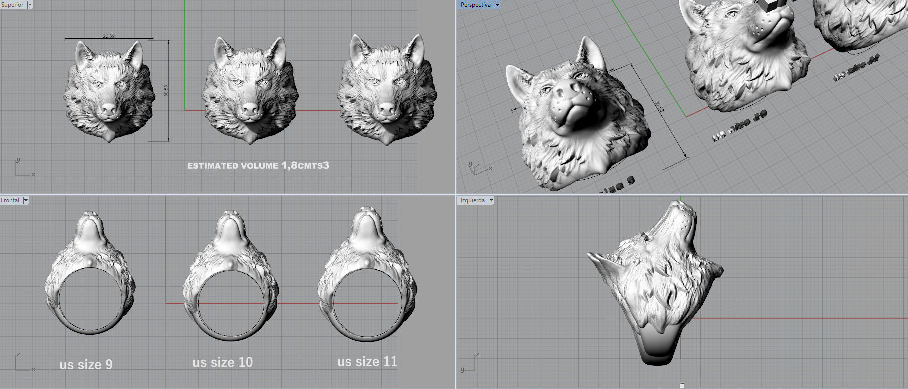 Wolf ring  3D print model_8