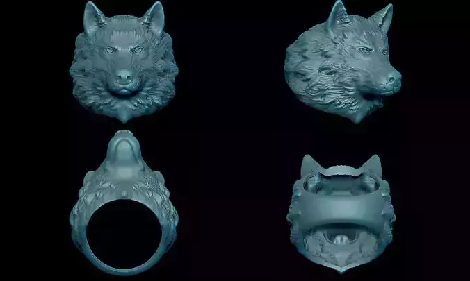 Wolf ring  3D print model