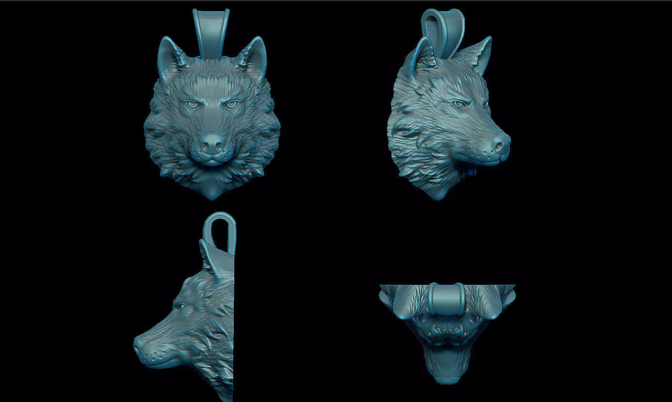Wolf pendant 3D print model_0