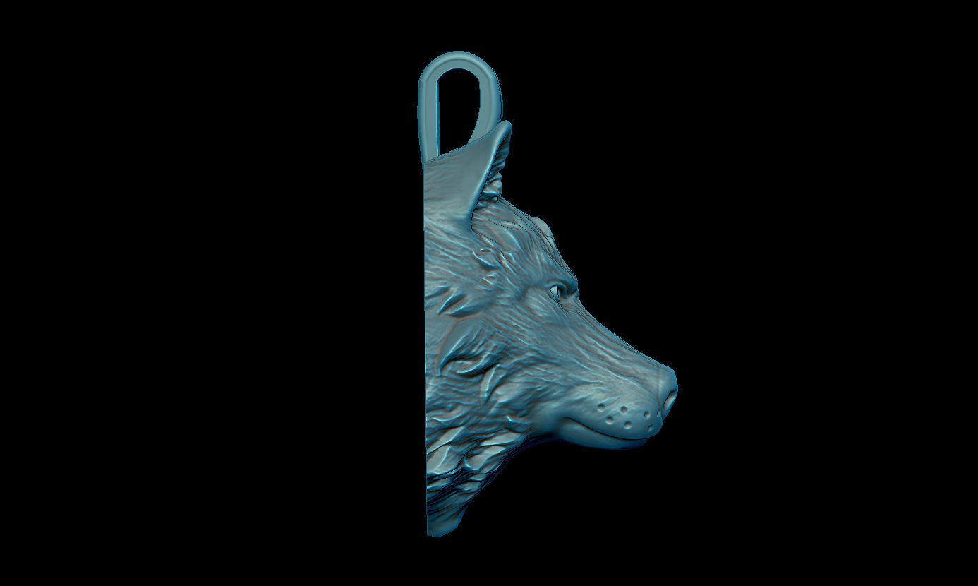 Wolf pendant 3D print model_4