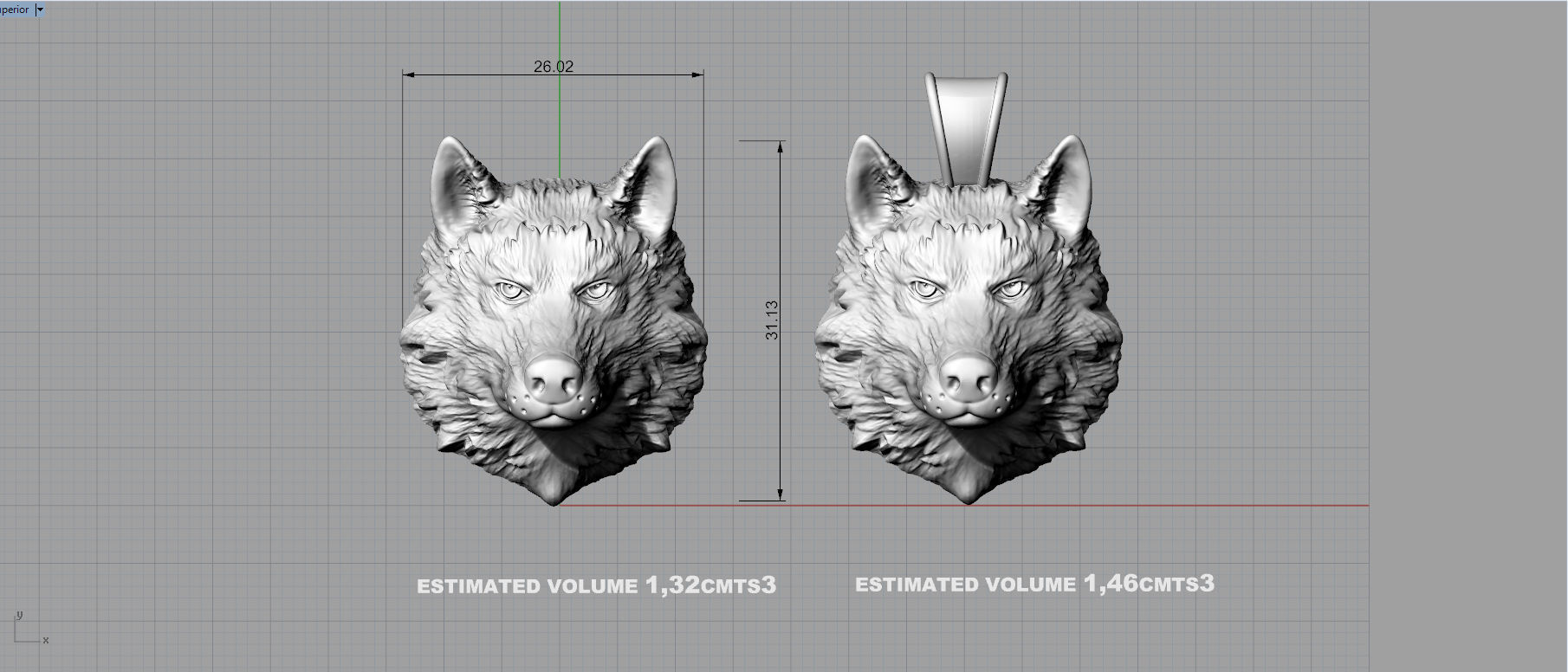 Wolf pendant 3D print model_8