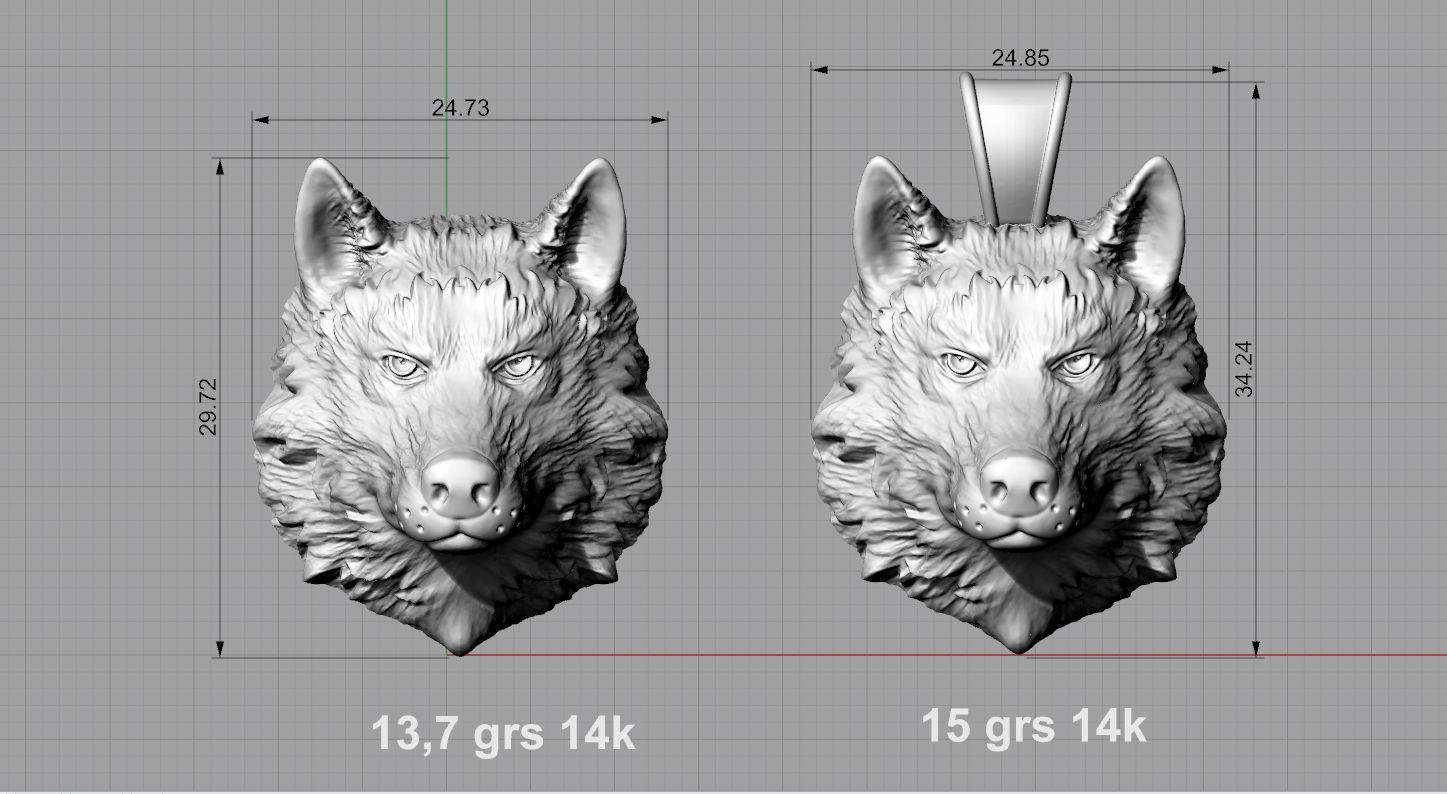Wolf pendant 3D print model_9