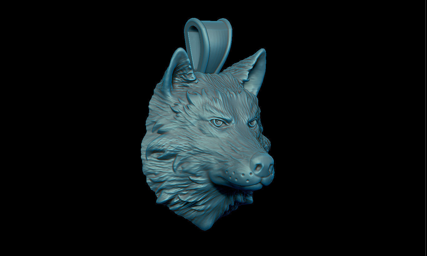 Wolf pendant 3D print model_3
