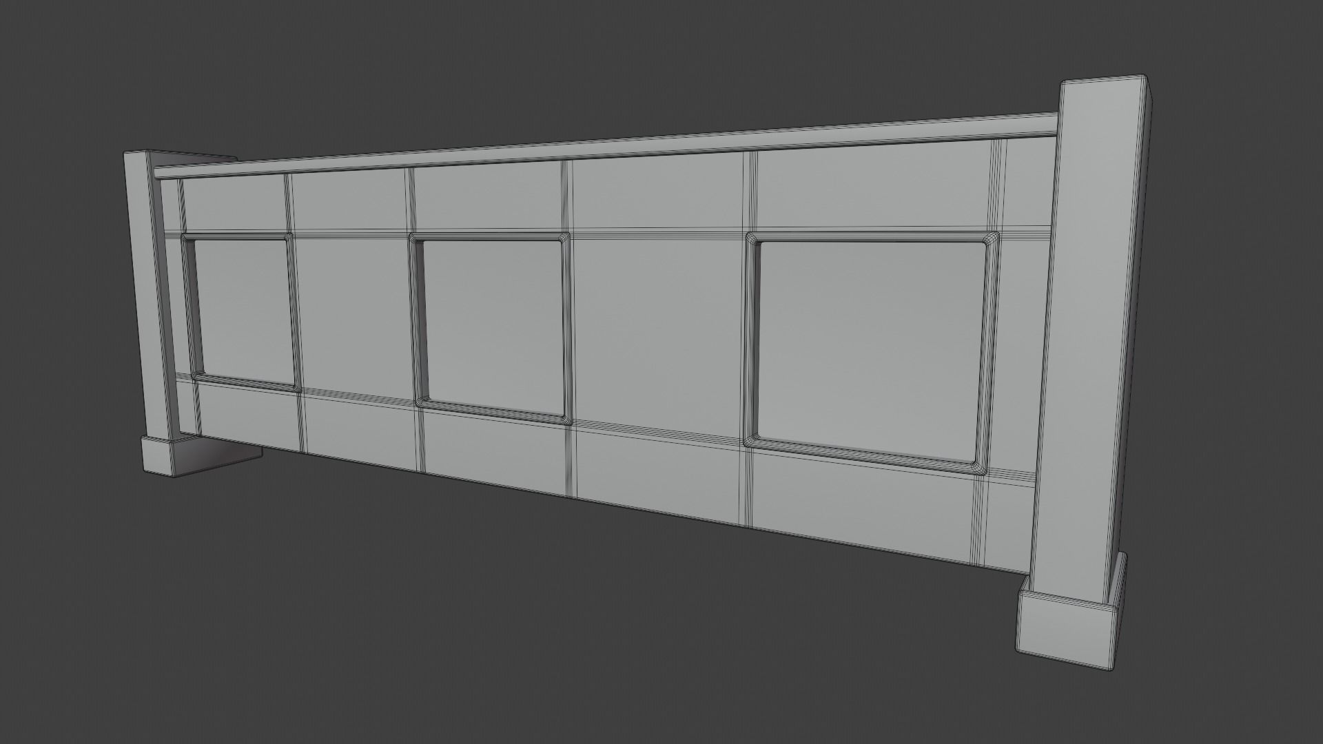 Church Pew Front Screen Set Low-poly 3D model_14