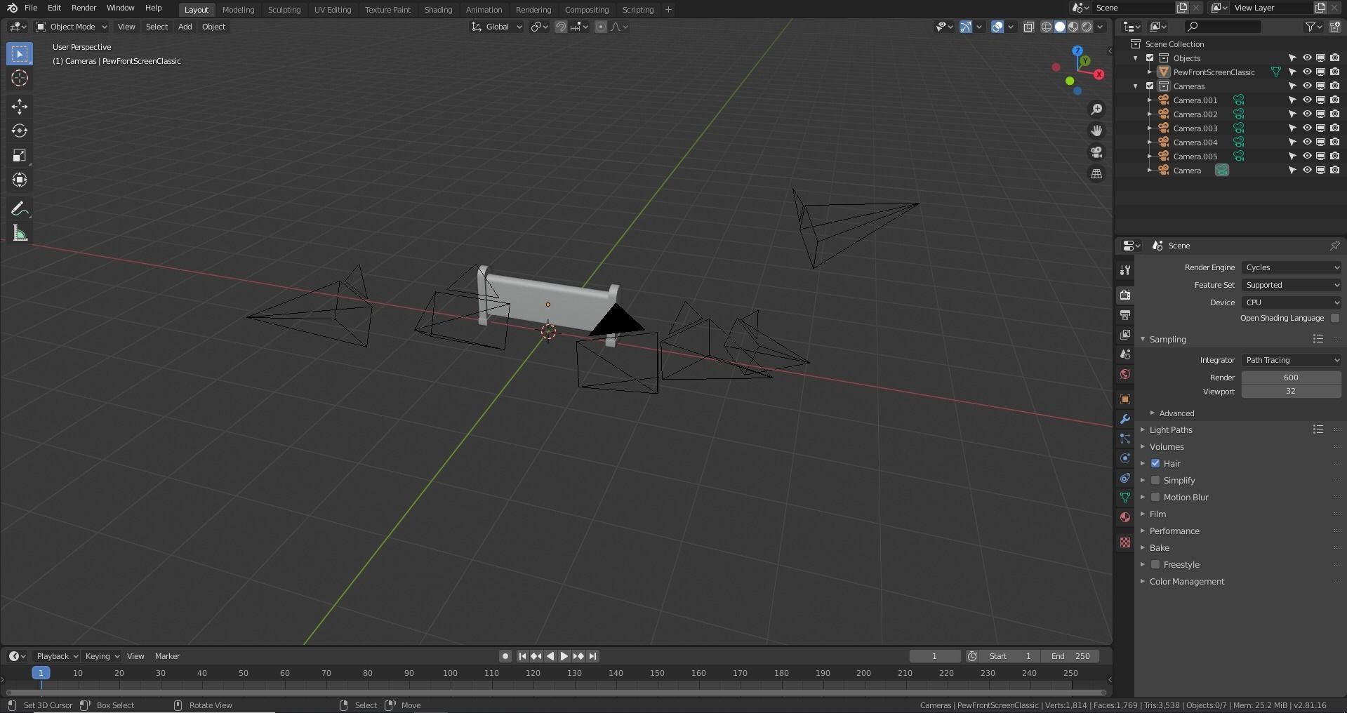 Church Pew Front Screen Set Low-poly 3D model_21