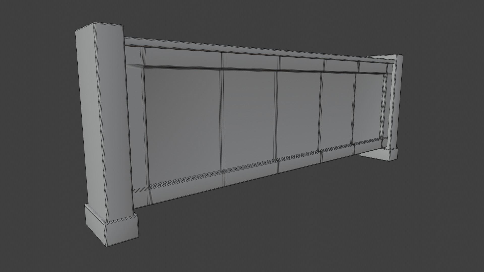 Church Pew Front Screen Set Low-poly 3D model_15