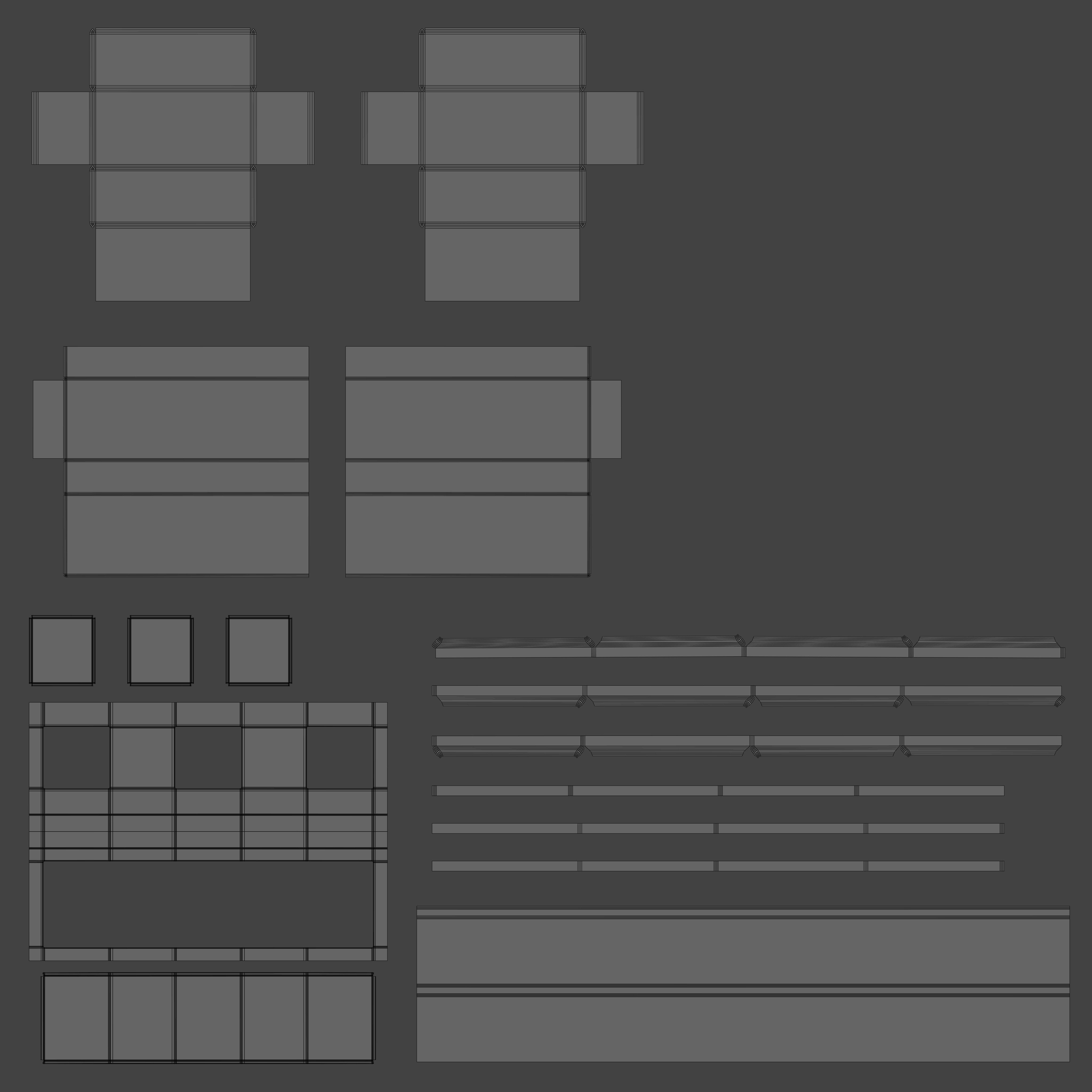 Church Pew Front Screen Set Low-poly 3D model_24