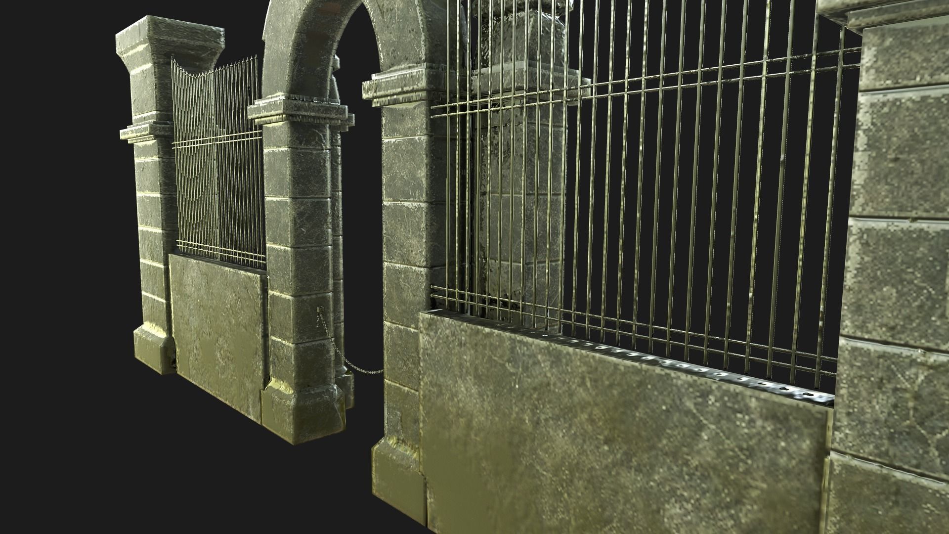 Cemetery Gateway Low-poly 3D model_8