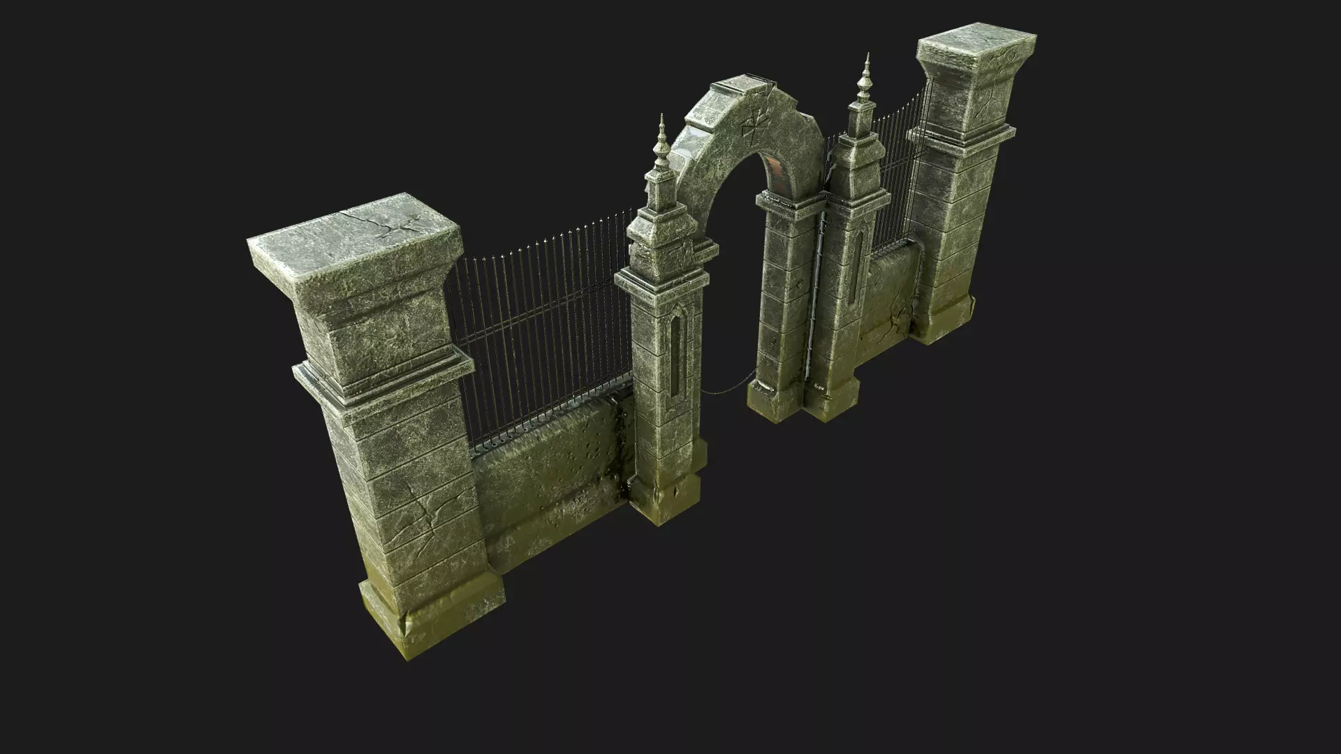 Cemetery Gateway Low-poly 3D model_0
