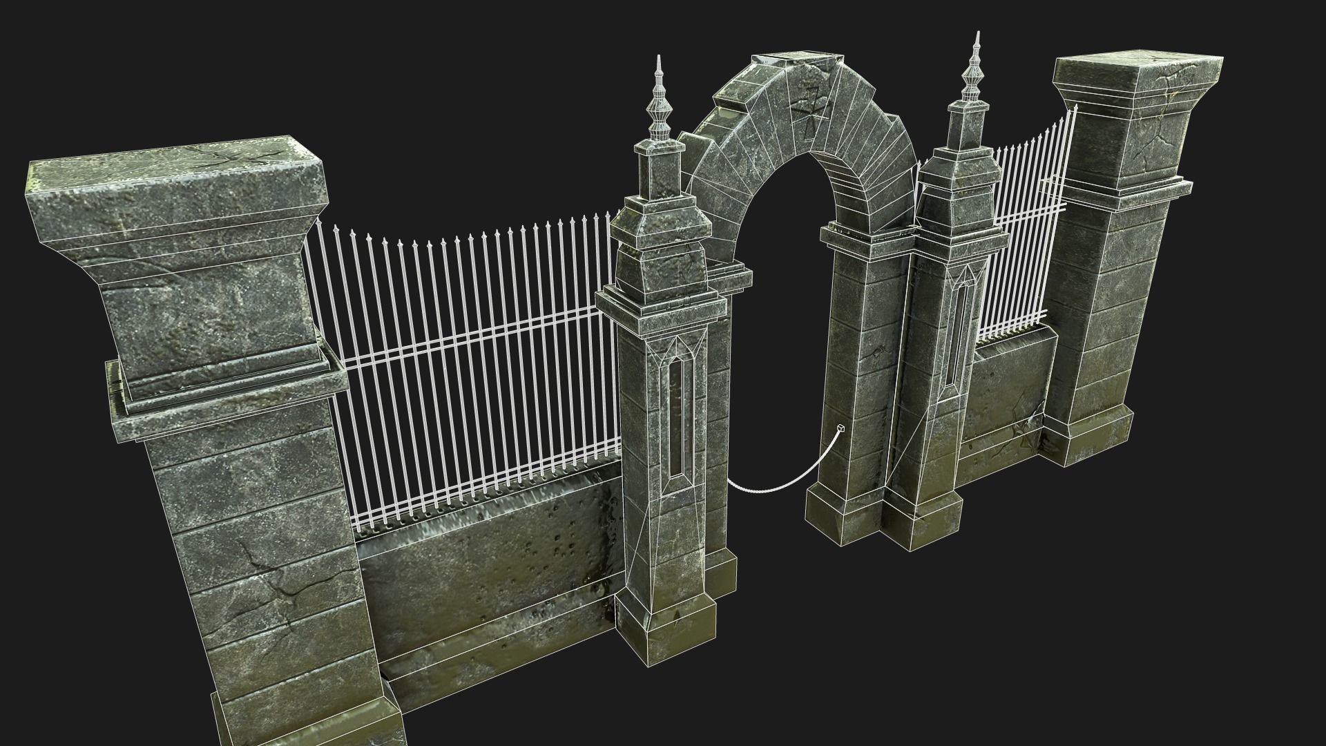 Cemetery Gateway Low-poly 3D model_9