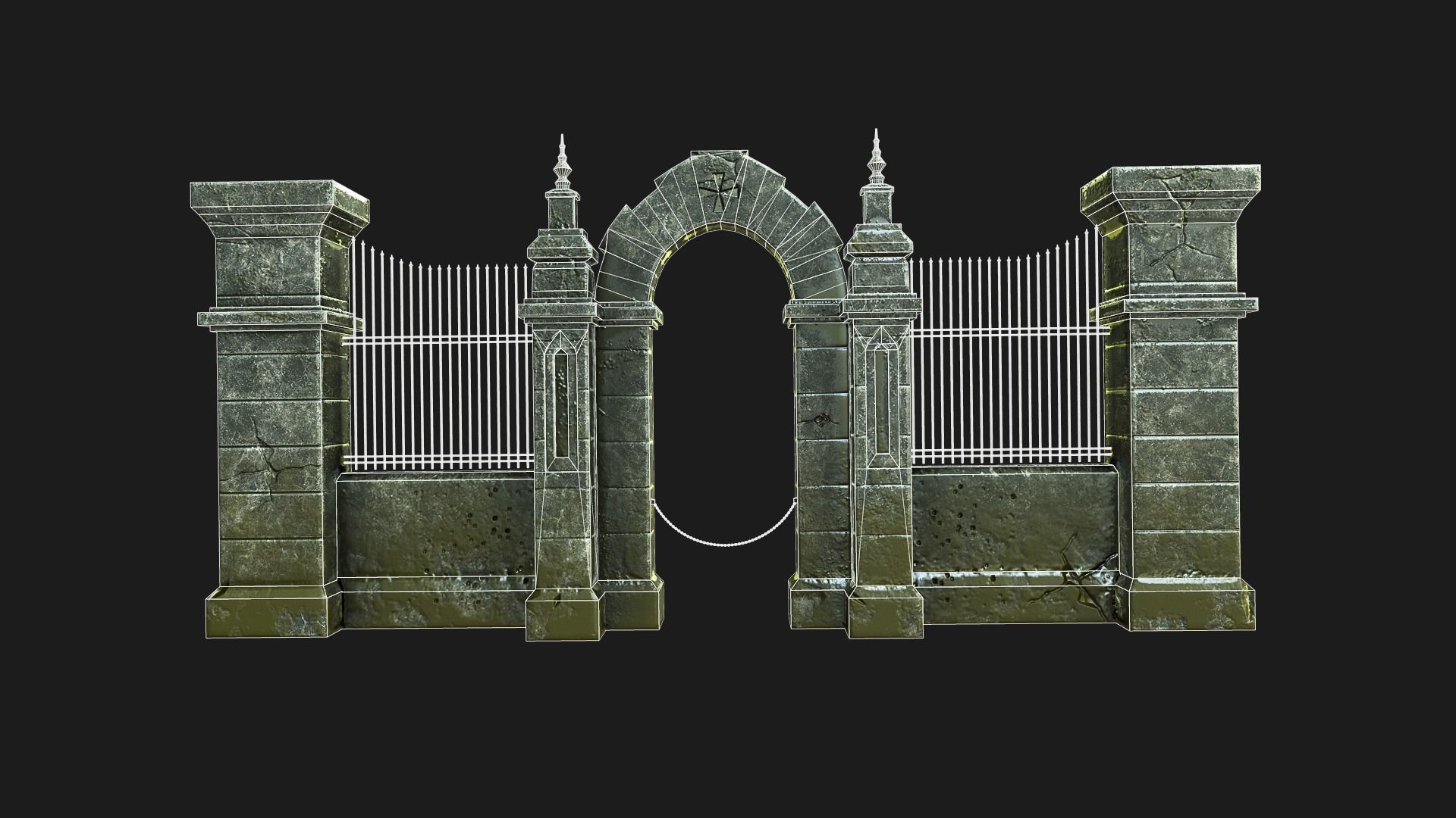 Cemetery Gateway Low-poly 3D model_10