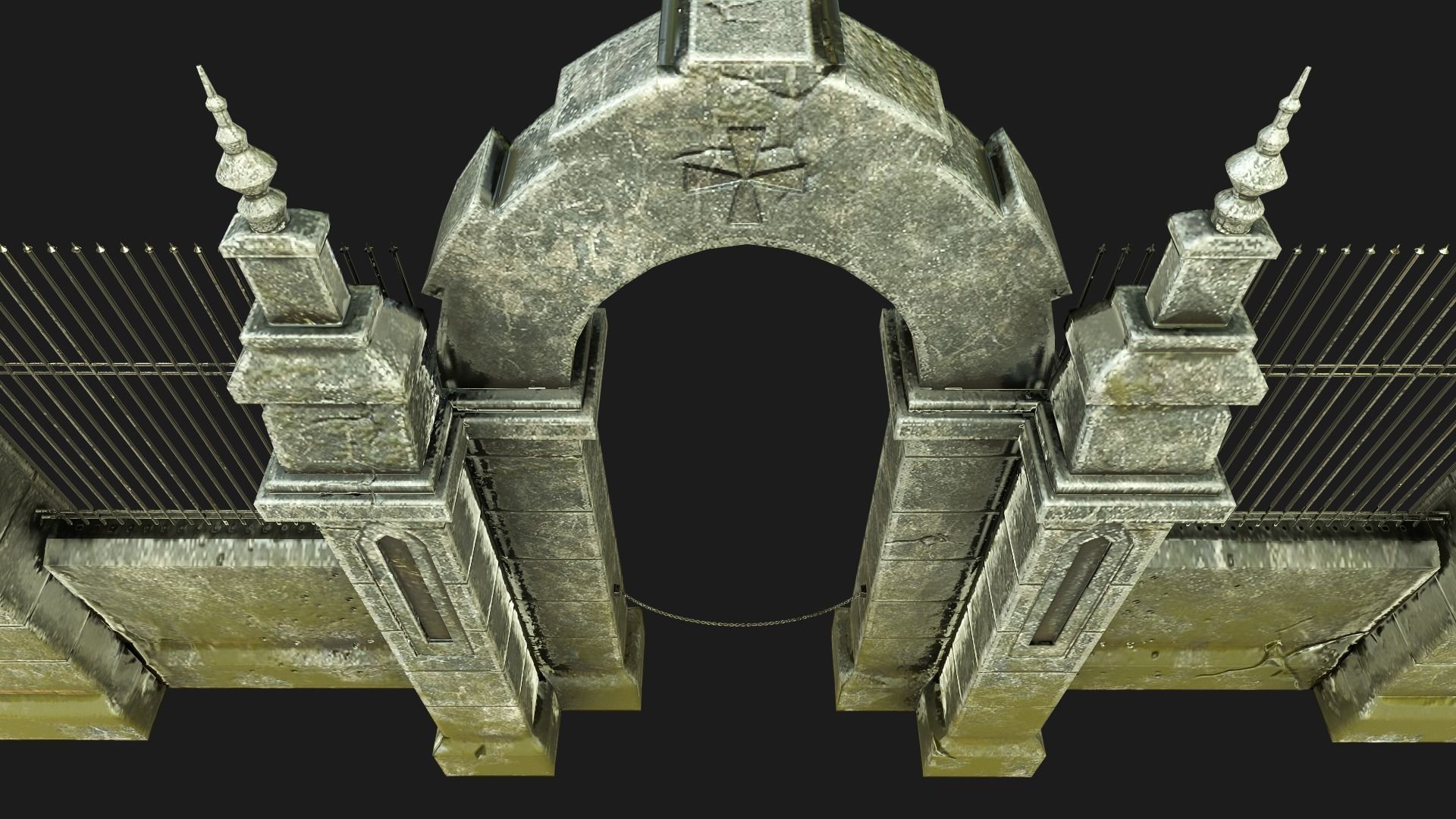 Cemetery Gateway Low-poly 3D model_5