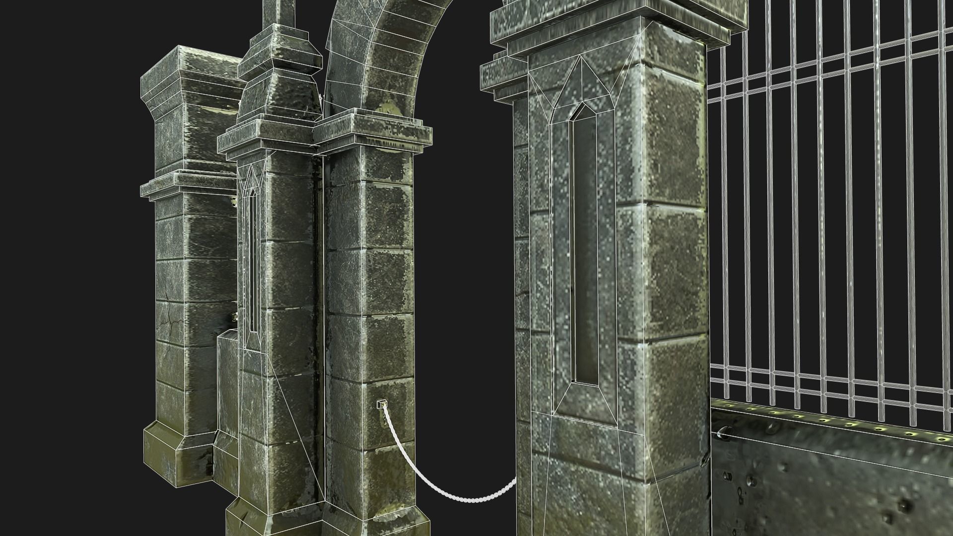Cemetery Gateway Low-poly 3D model_11