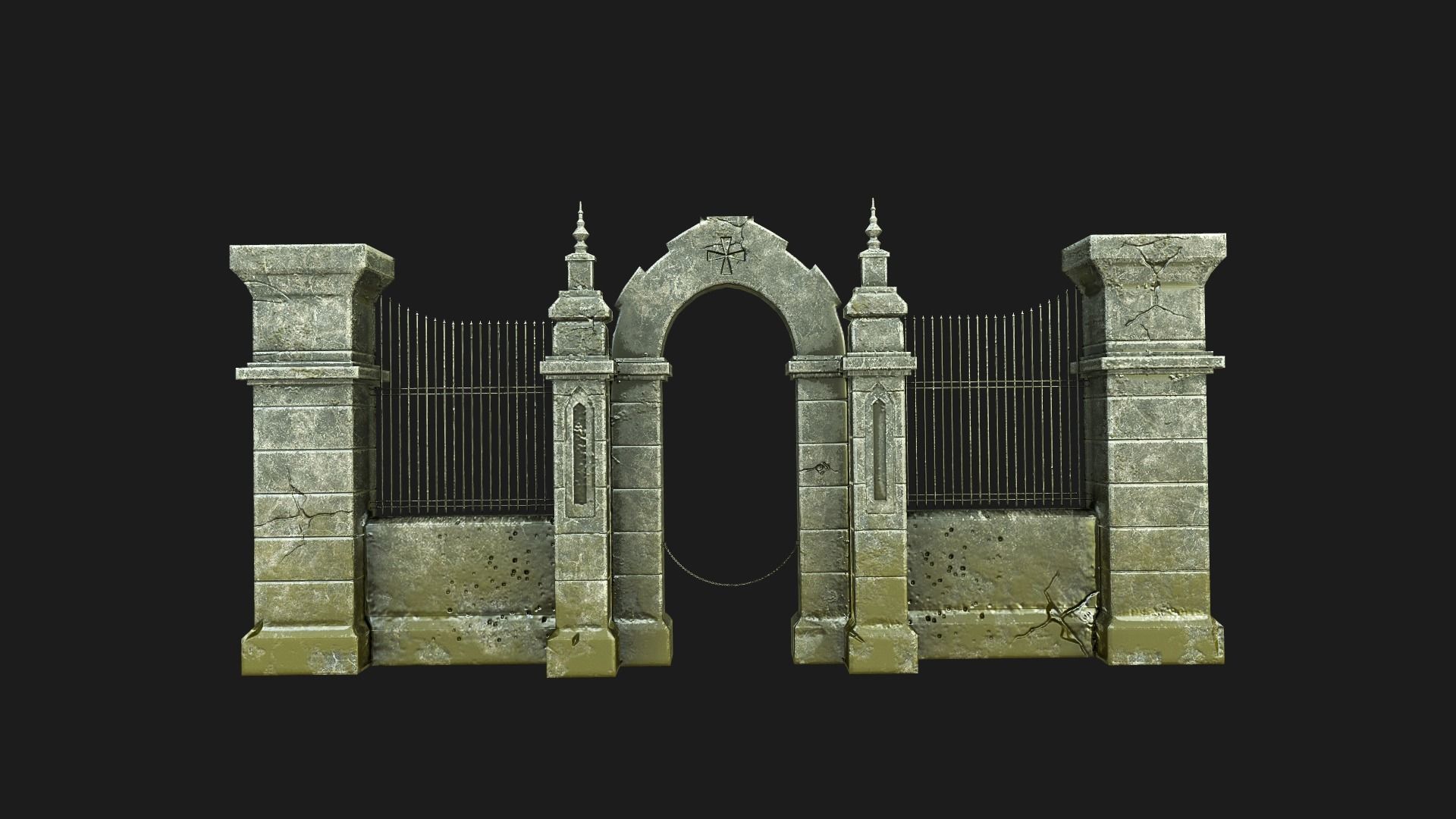 Cemetery Gateway Low-poly 3D model_6
