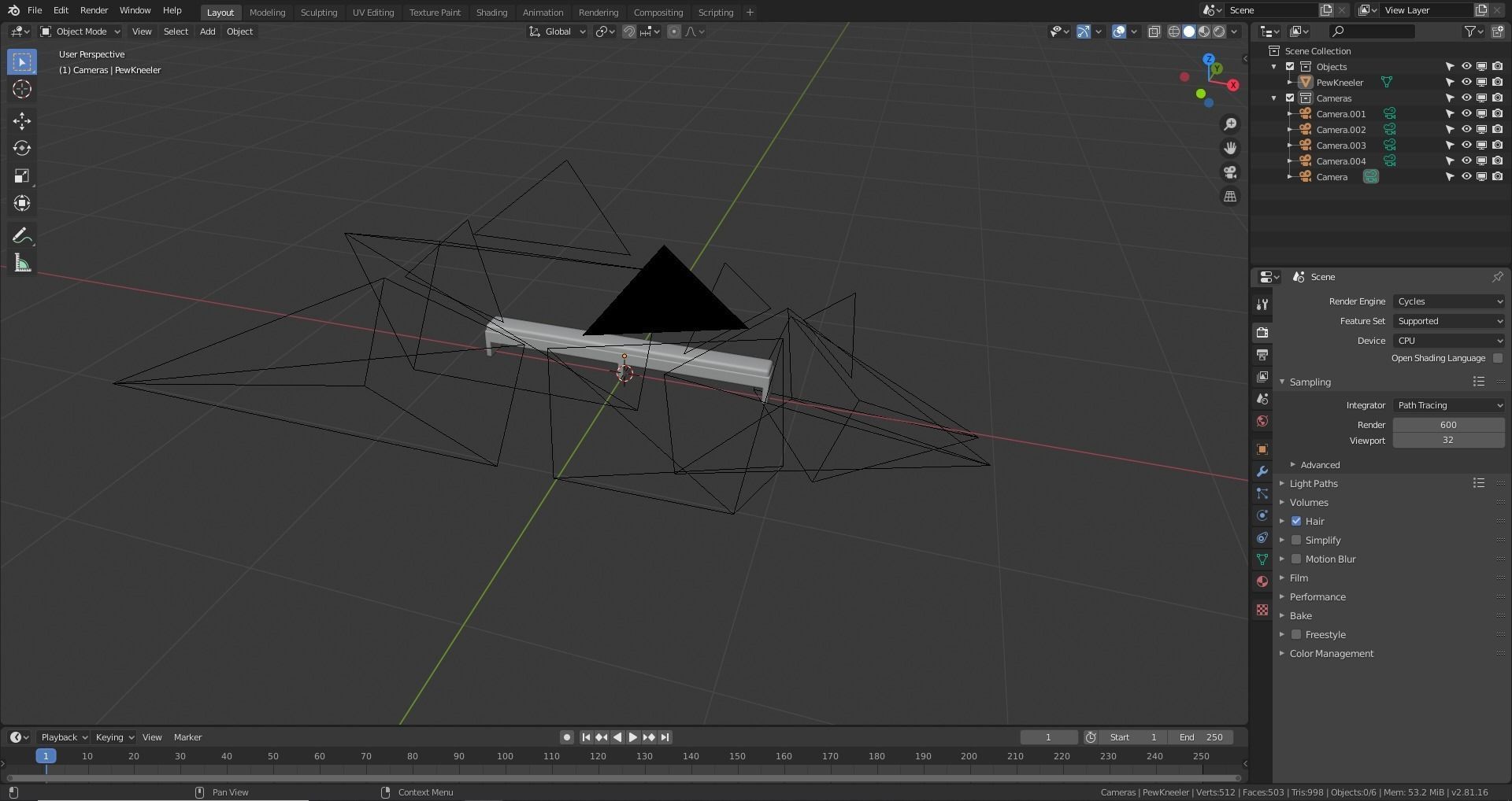 Church Pew Kneeler Low-poly 3D model_12