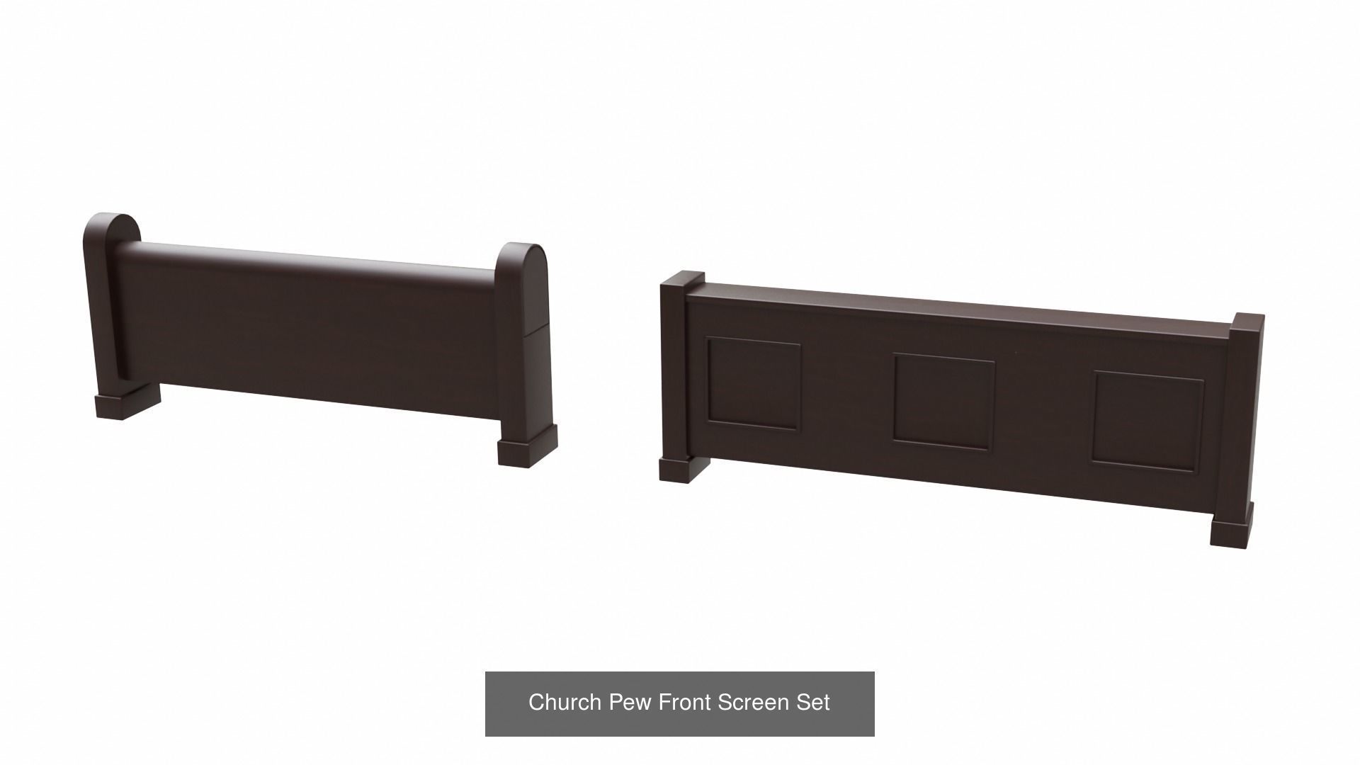 Church Pew Furniture Set 3D Model Collection_7
