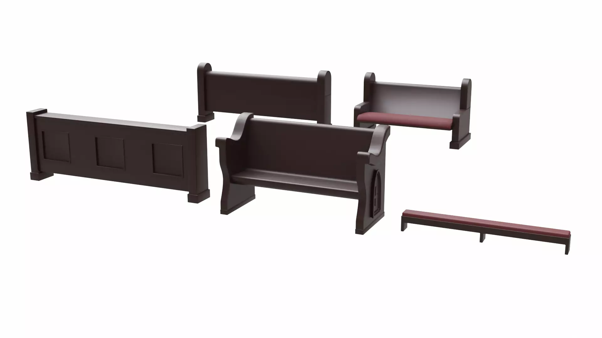 Church Pew Furniture Set 3D Model Collection_0
