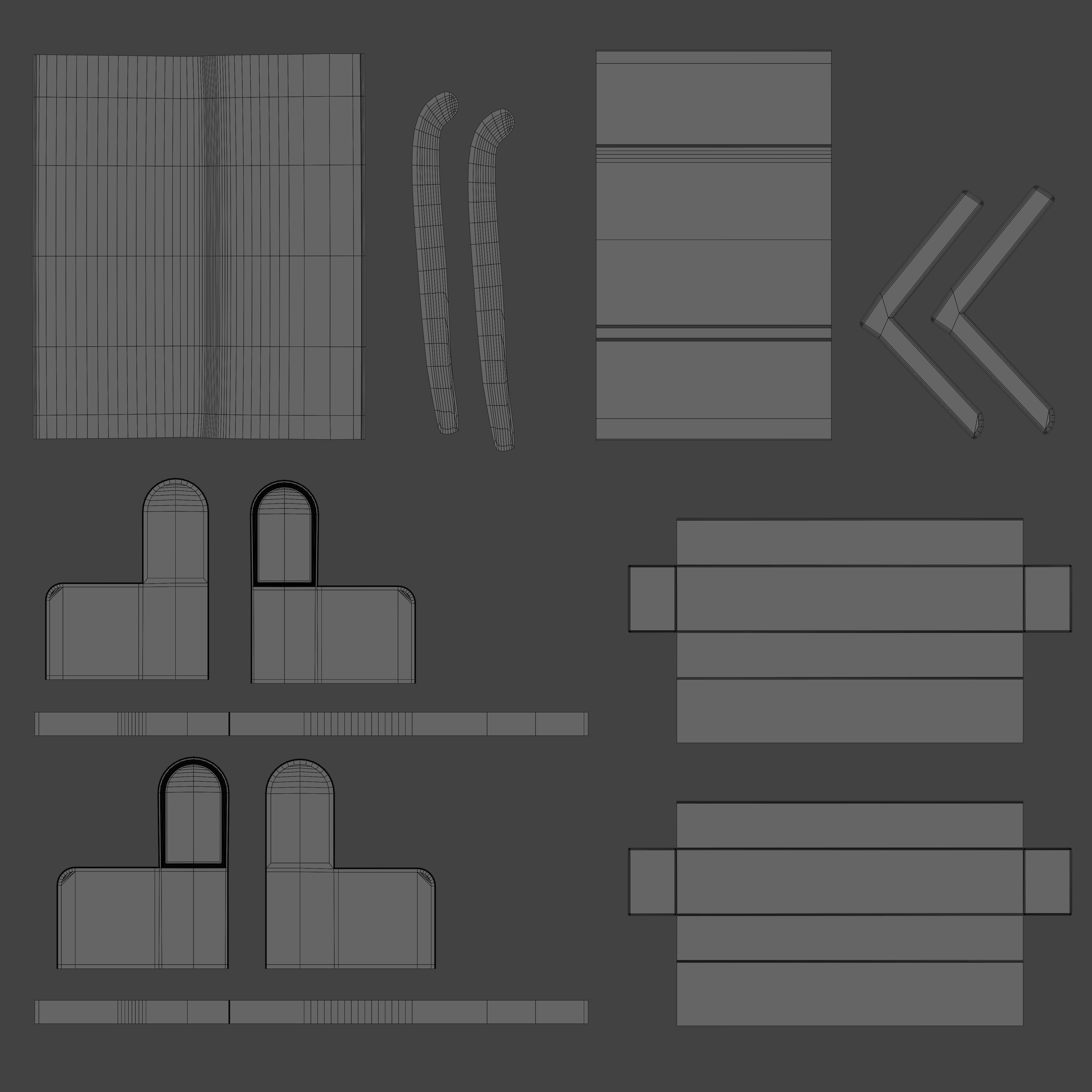 Church Pew Furniture Set 3D Model Collection_19