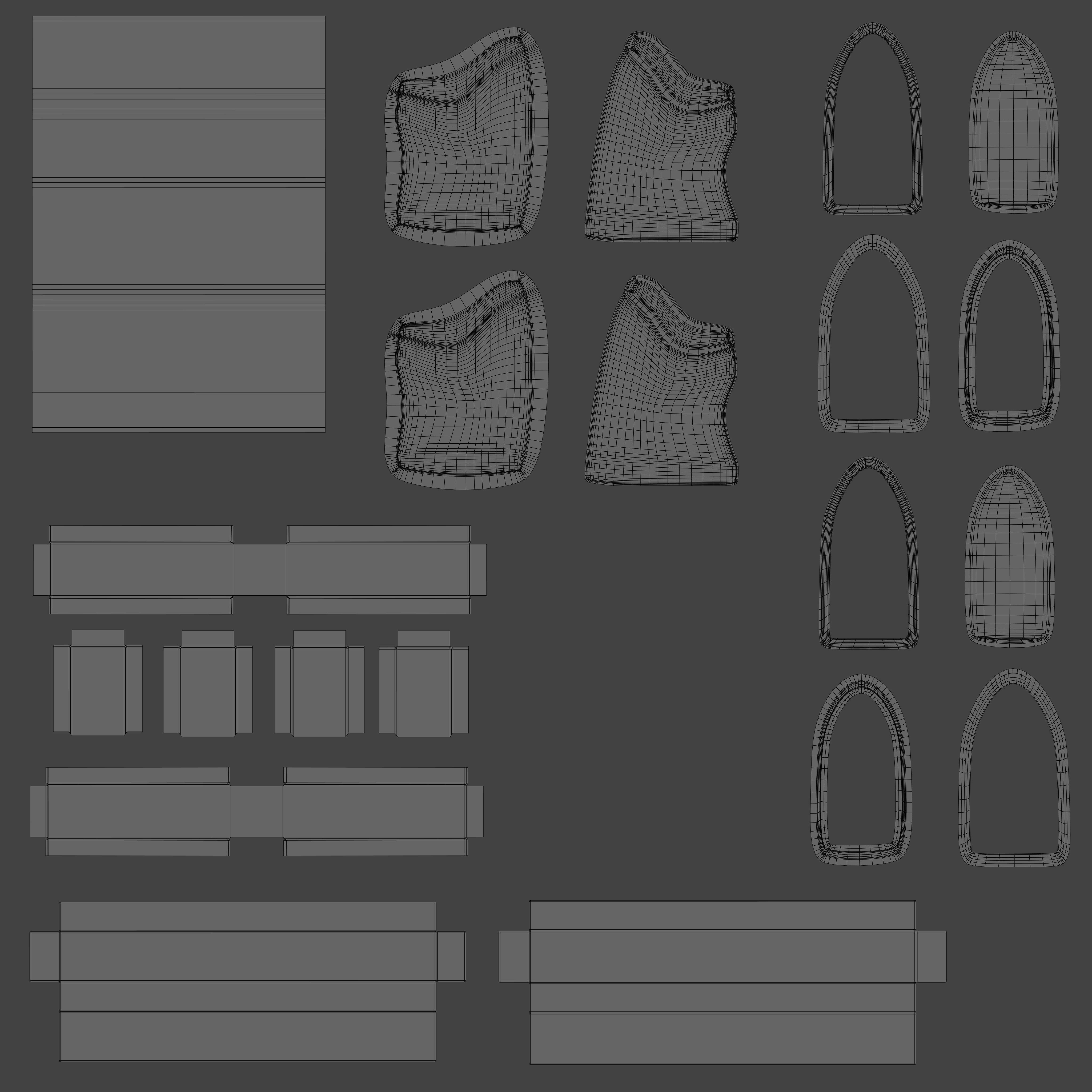 Church Pew Furniture Set 3D Model Collection_22