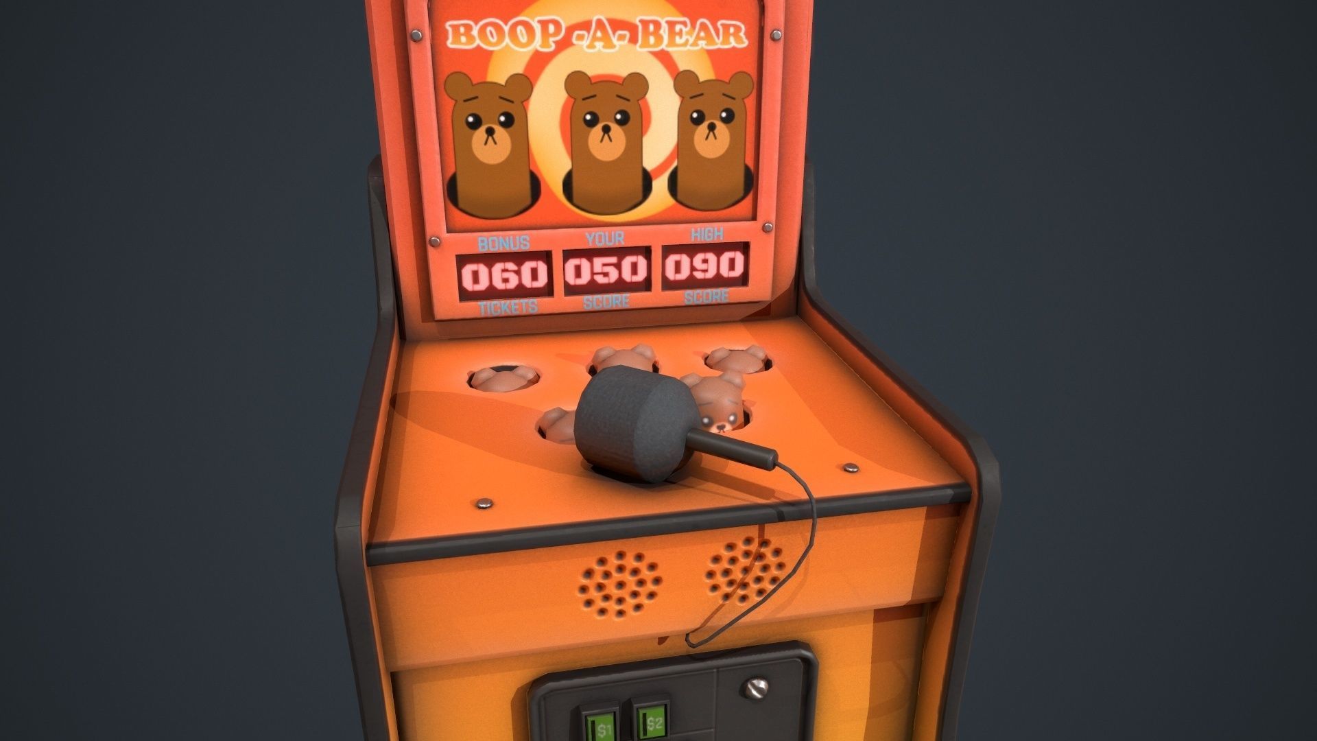 Boop-a-Bear Arcade Game Low-poly 3D model_8