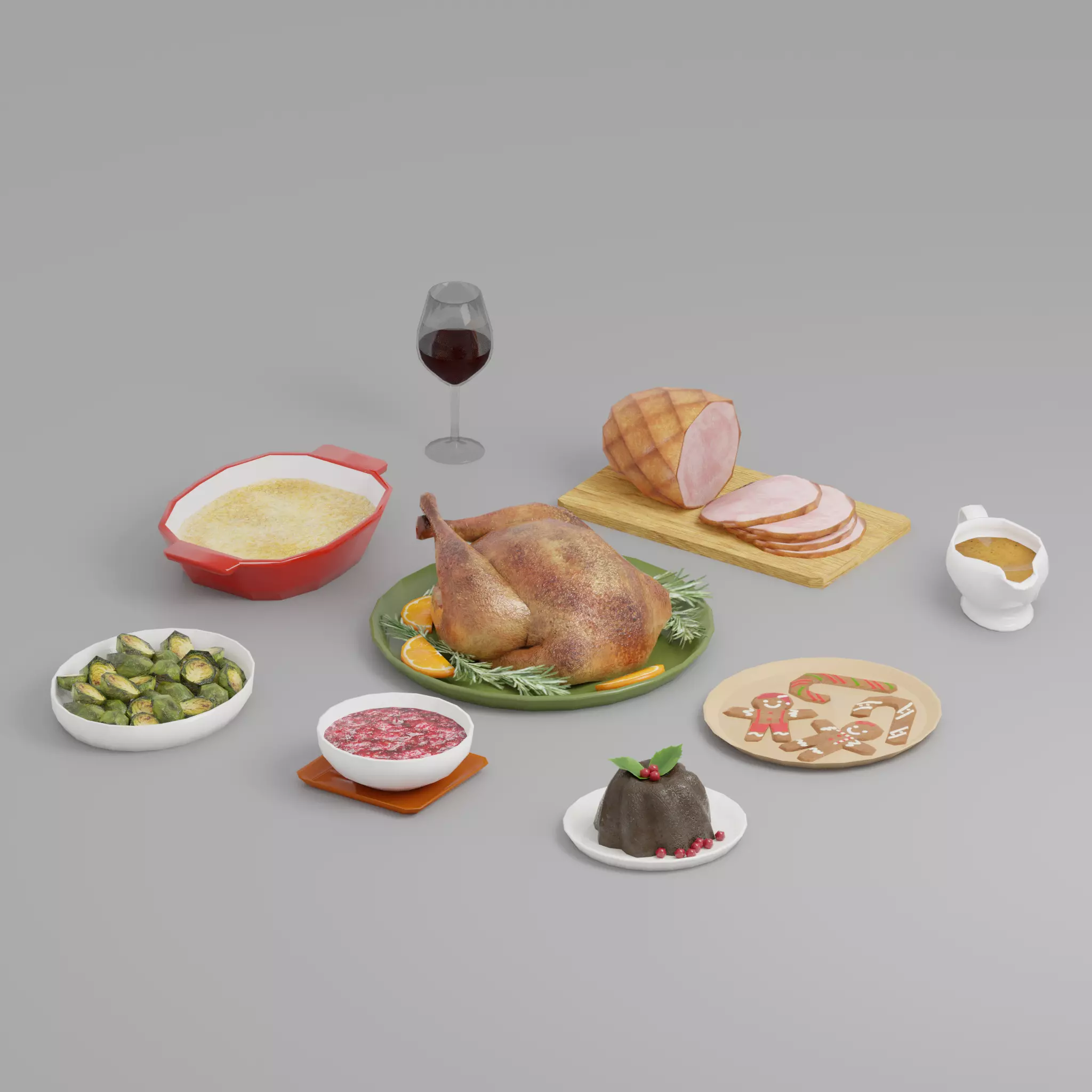 Holiday Foods pack G37 Low-poly 3D model_0