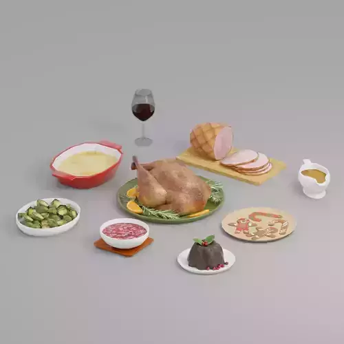 Holiday Foods pack G37 Low-poly 3D model