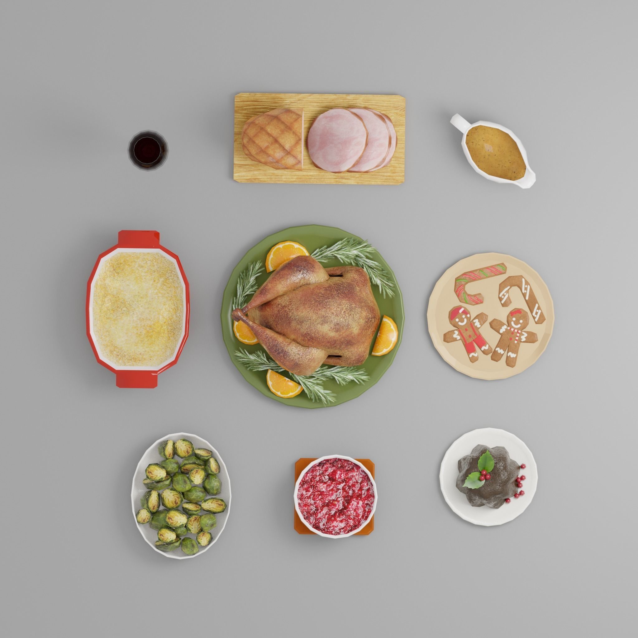 Holiday Foods pack G37 Low-poly 3D model_7