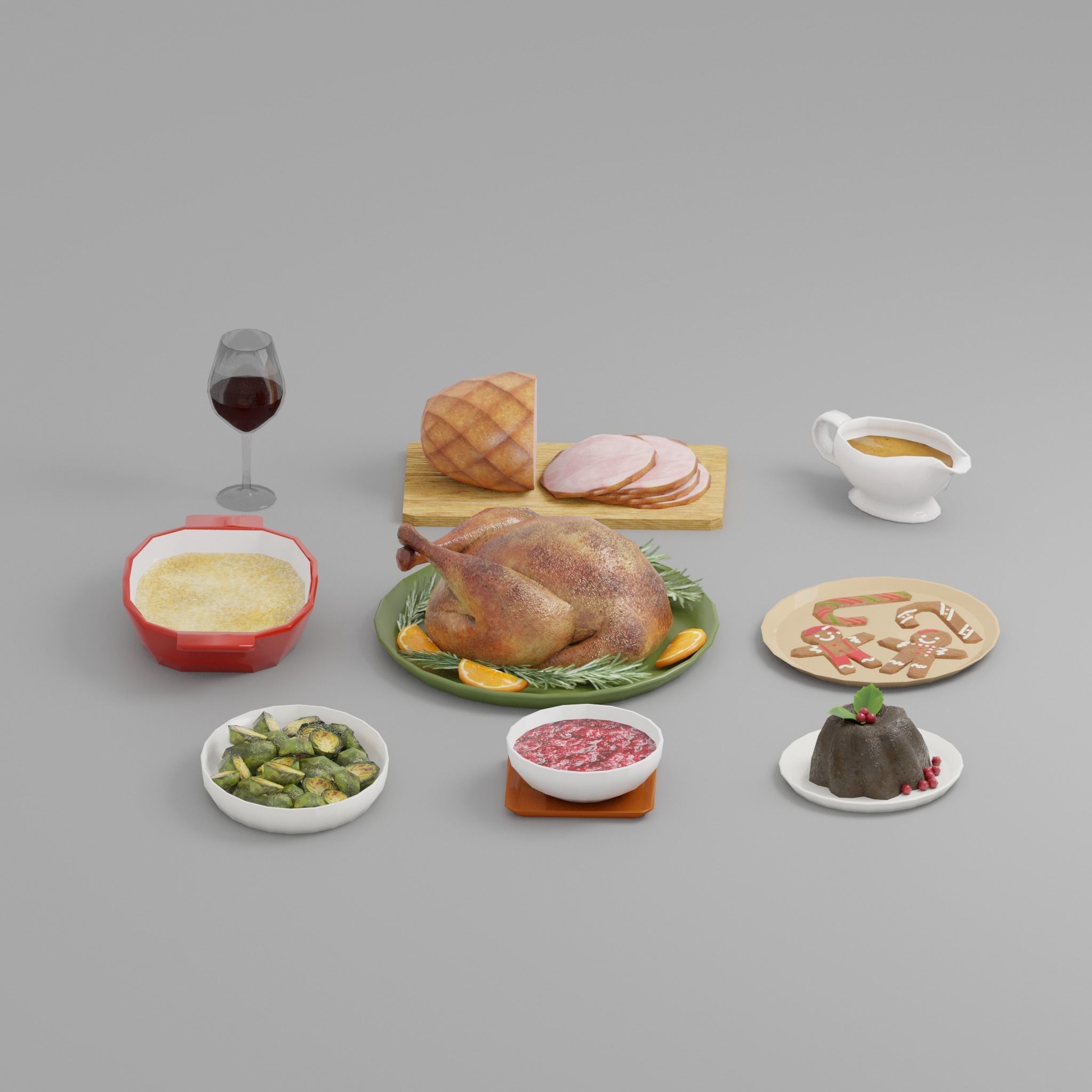 Holiday Foods pack G37 Low-poly 3D model_5