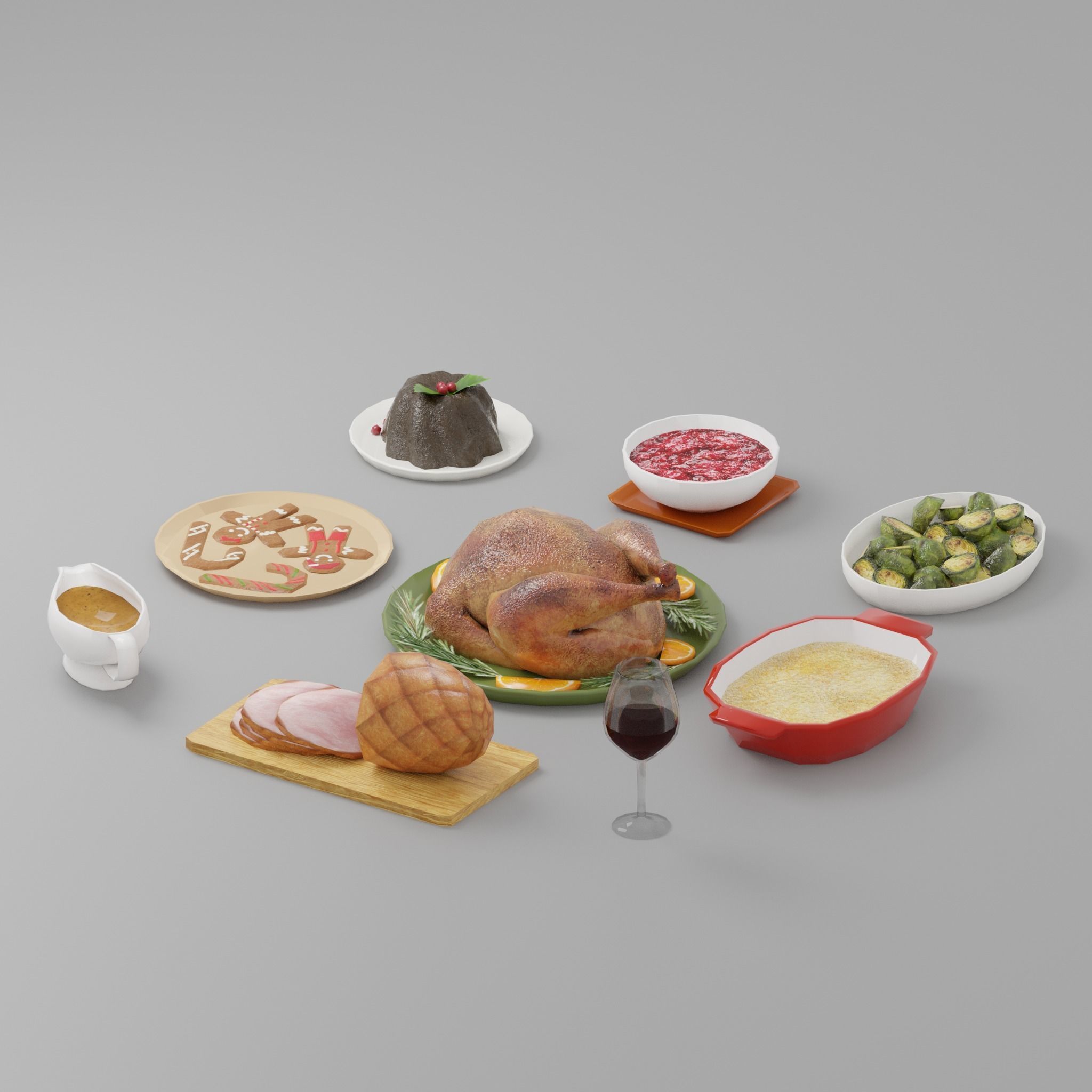 Holiday Foods pack G37 Low-poly 3D model_3