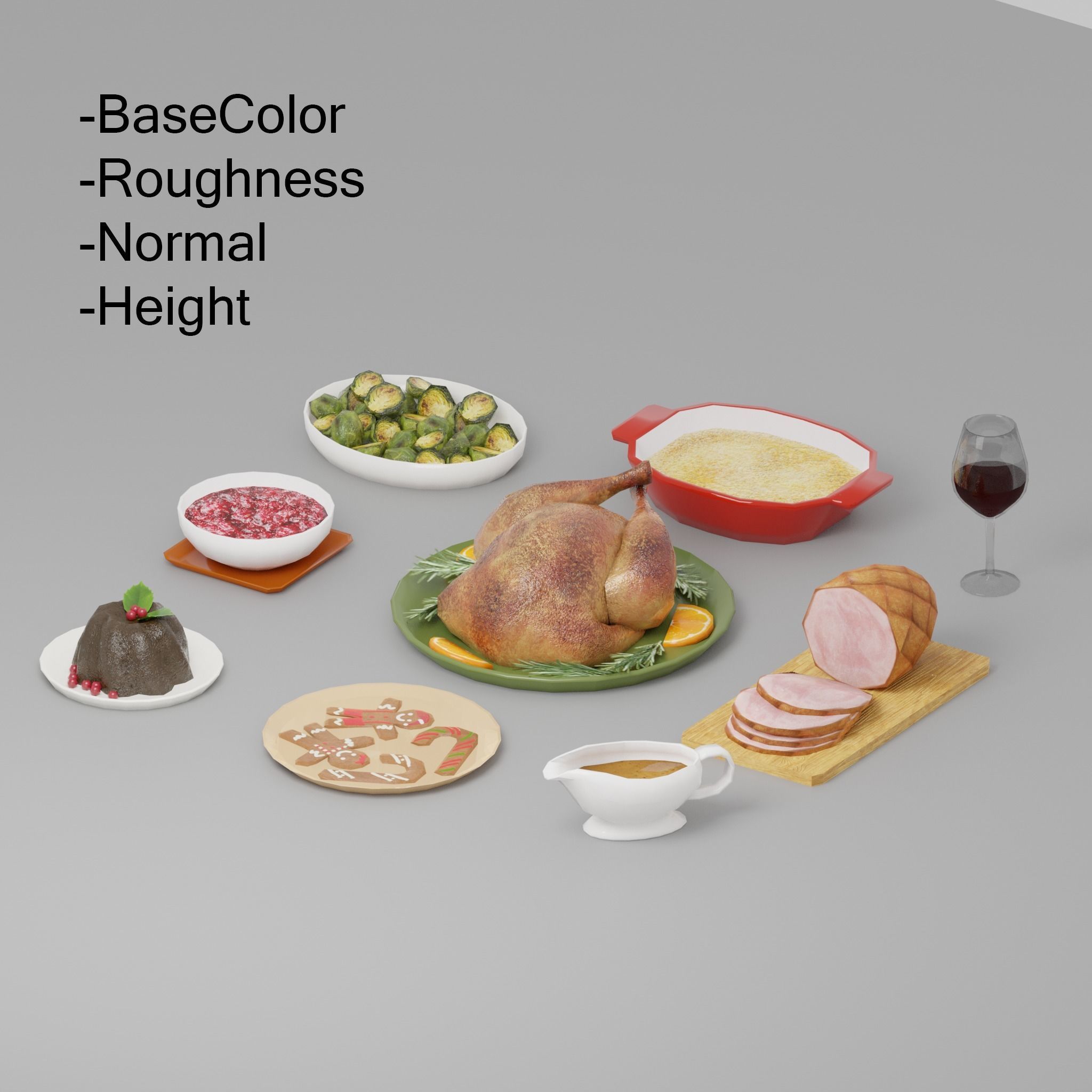 Holiday Foods pack G37 Low-poly 3D model_2