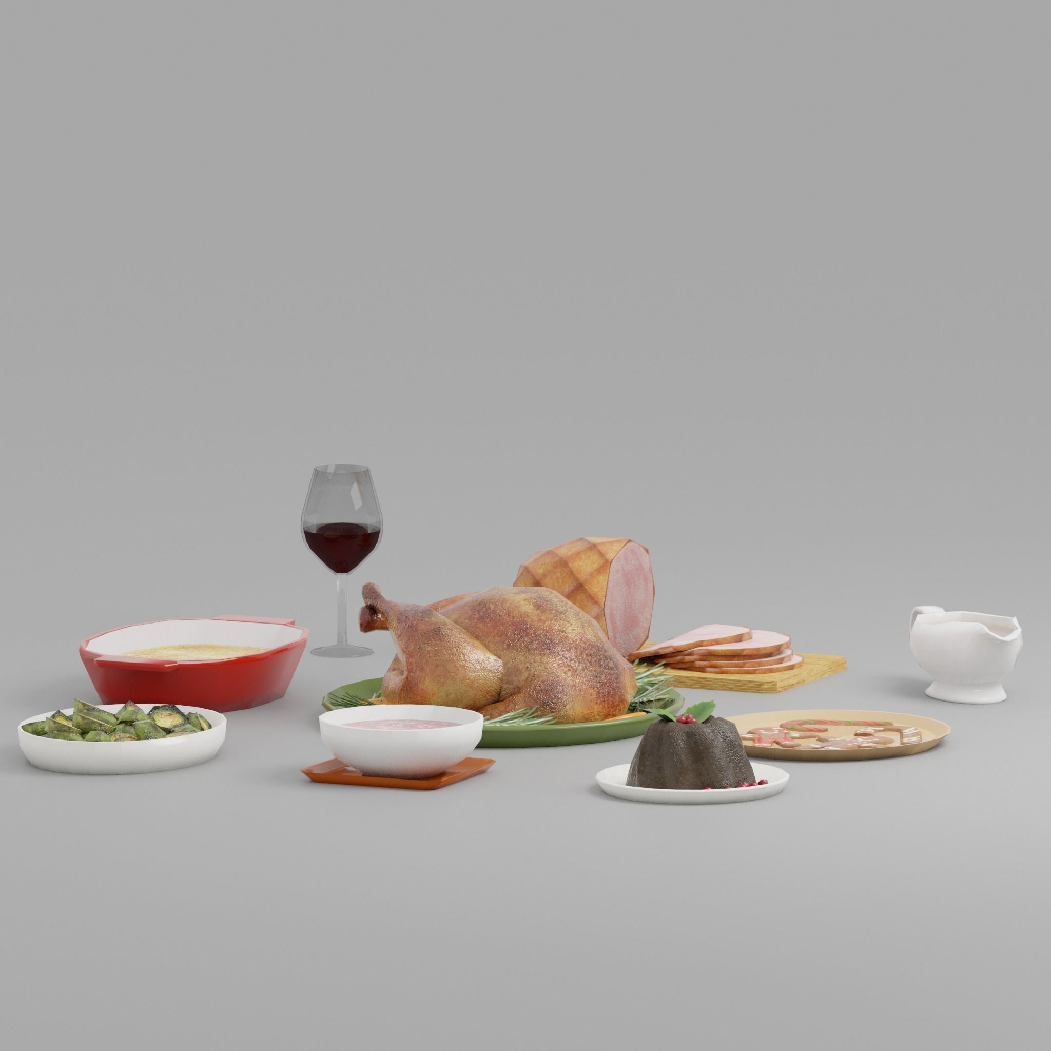 Holiday Foods pack G37 Low-poly 3D model_6
