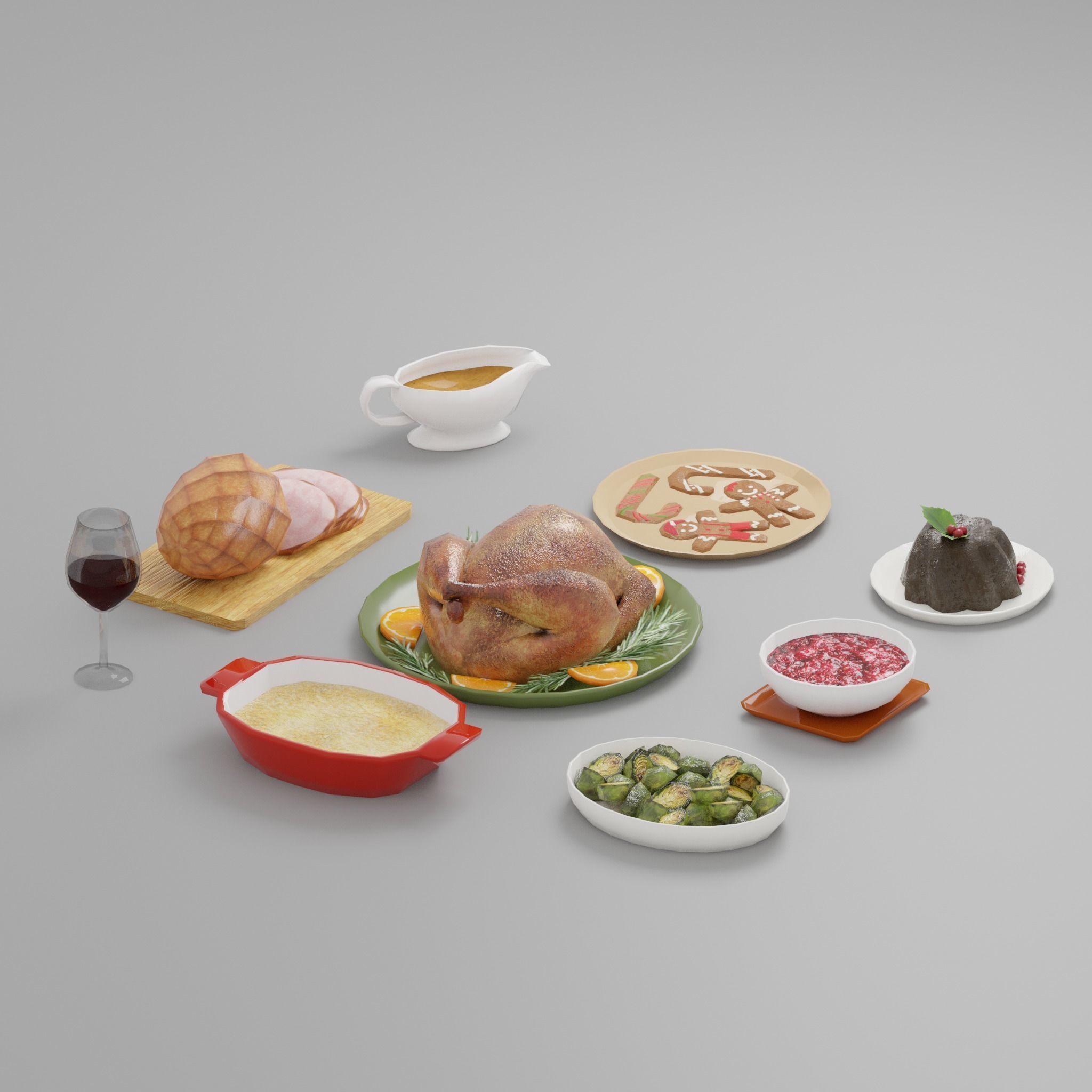 Holiday Foods pack G37 Low-poly 3D model_4