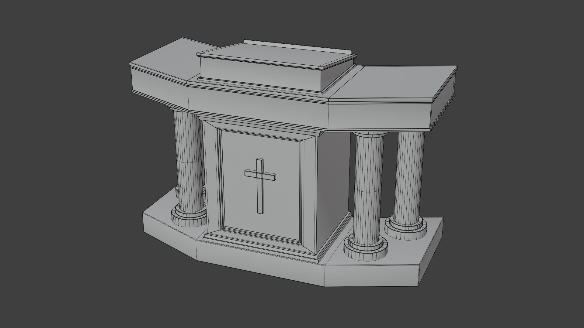 Church Podium Set Low-poly 3D model_21