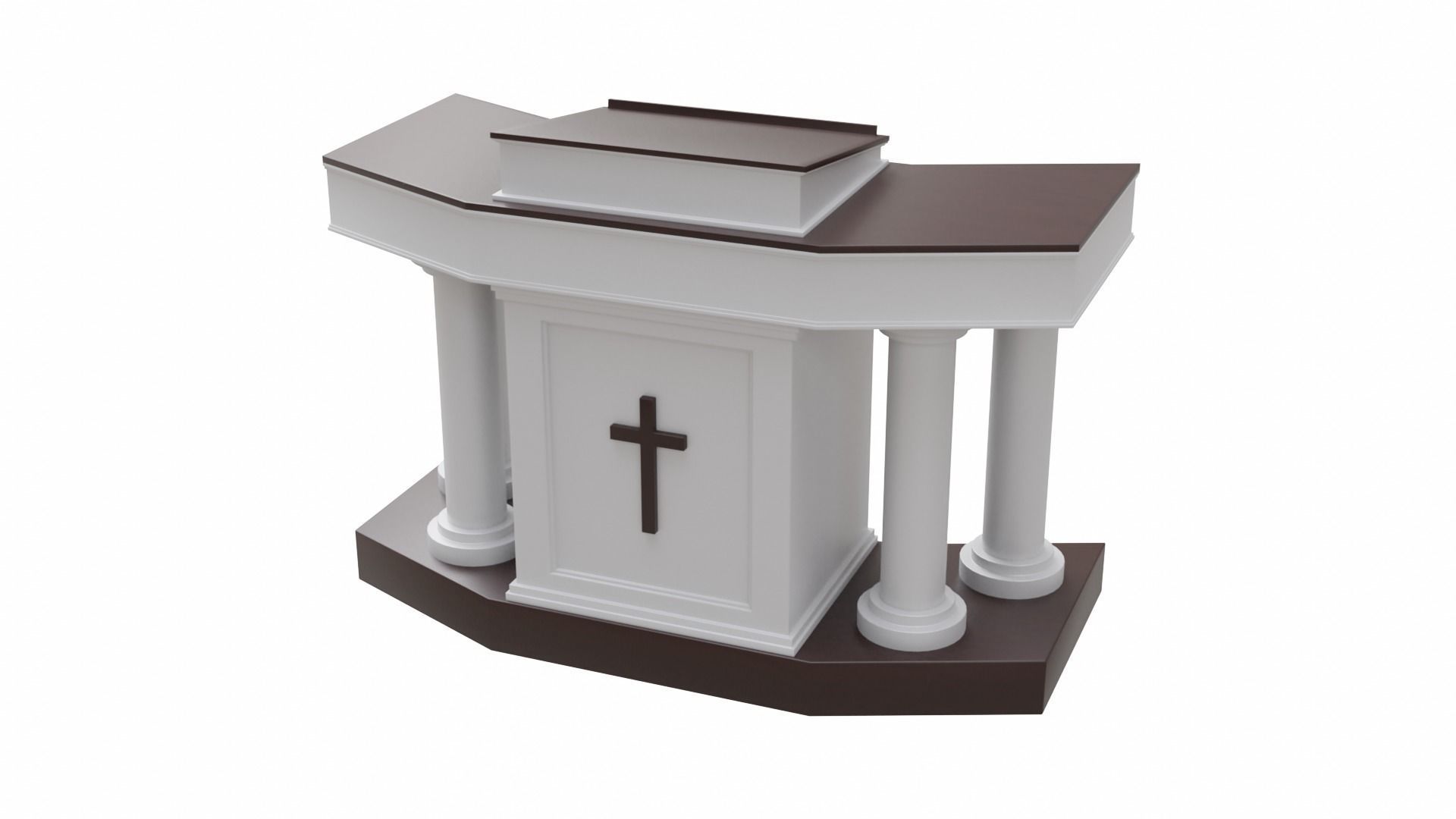 Church Podium Set Low-poly 3D model_5