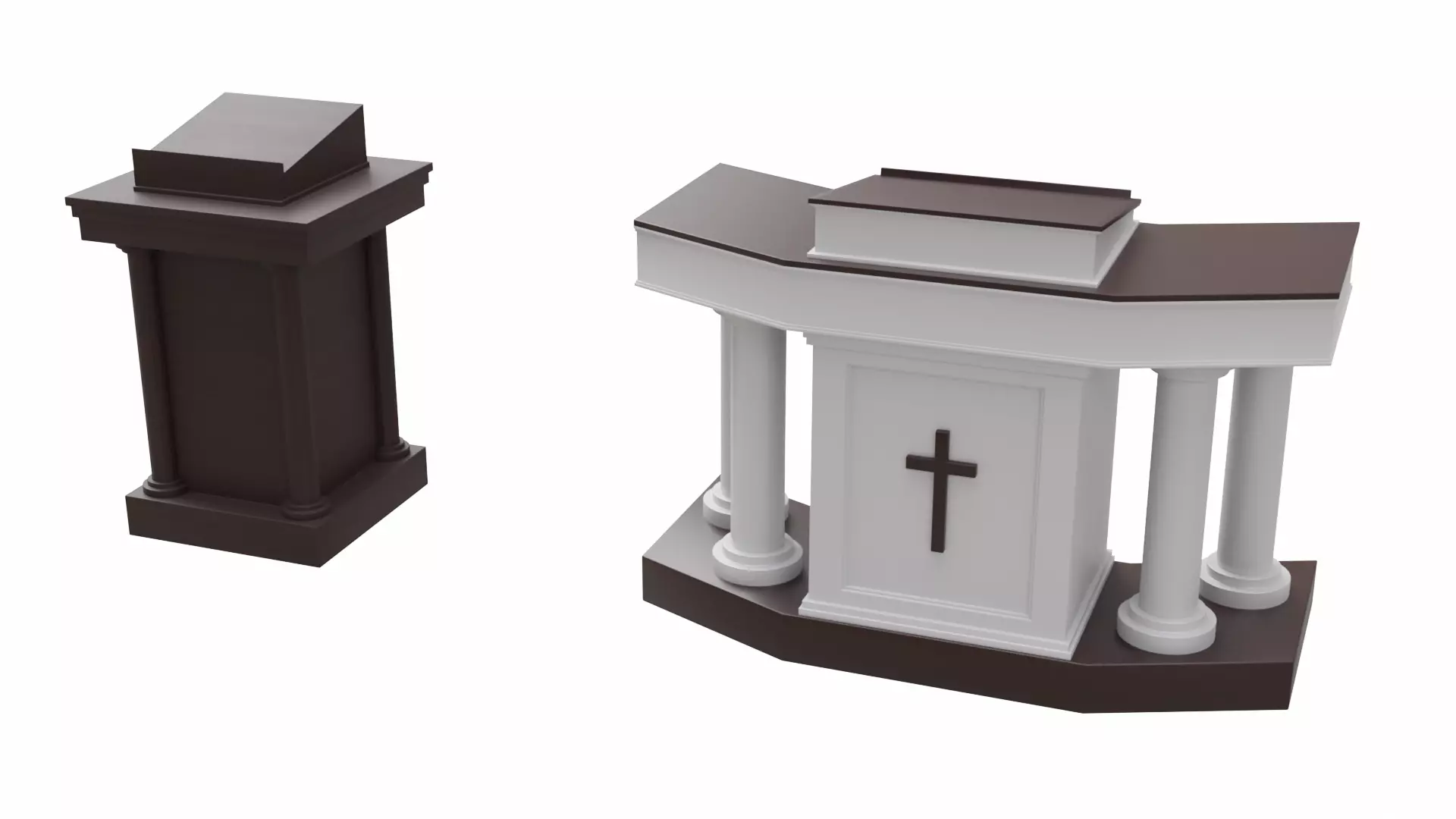Church Podium Set Low-poly 3D model_0