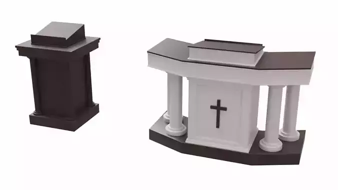 Church Podium Set Low-poly 3D model