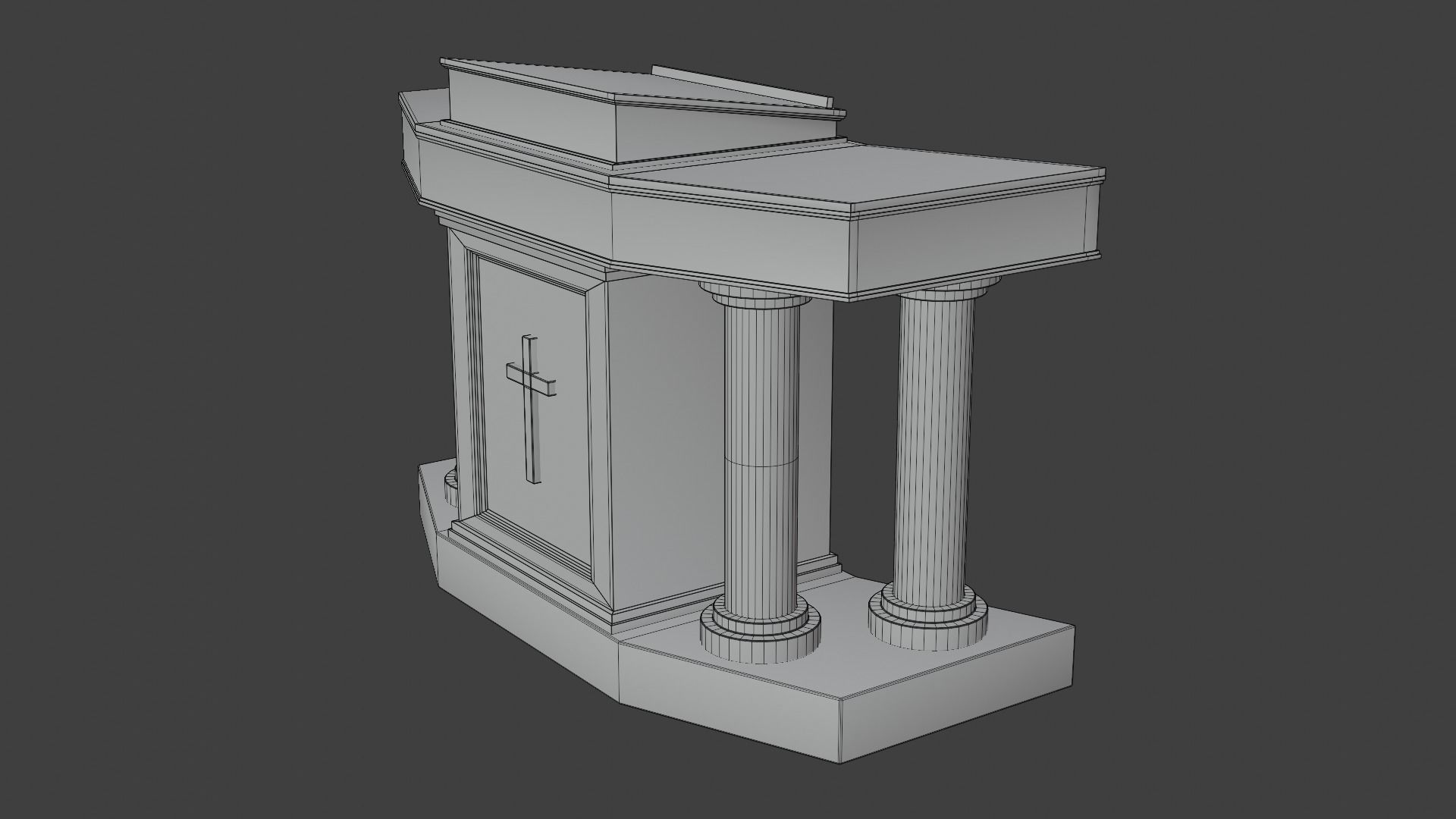 Church Podium Set Low-poly 3D model_22