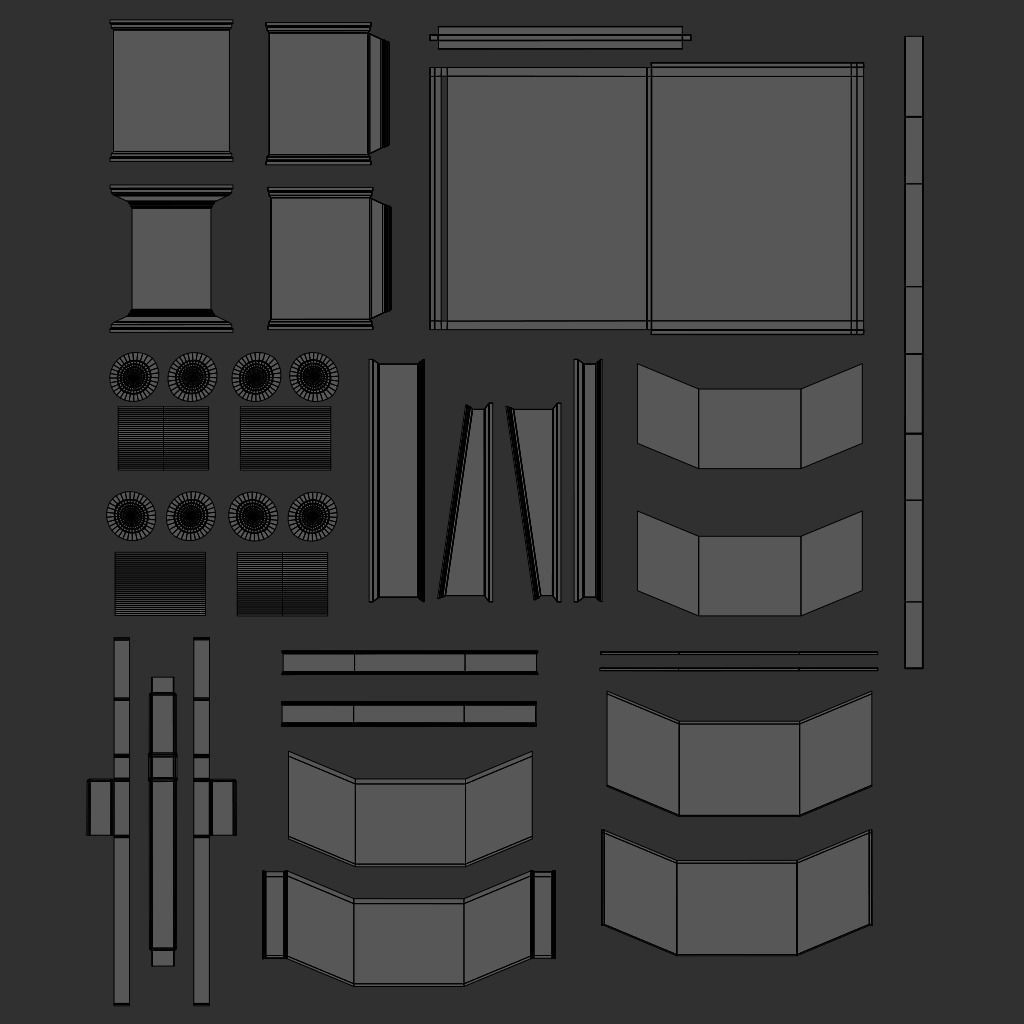 Church Podium Set Low-poly 3D model_26