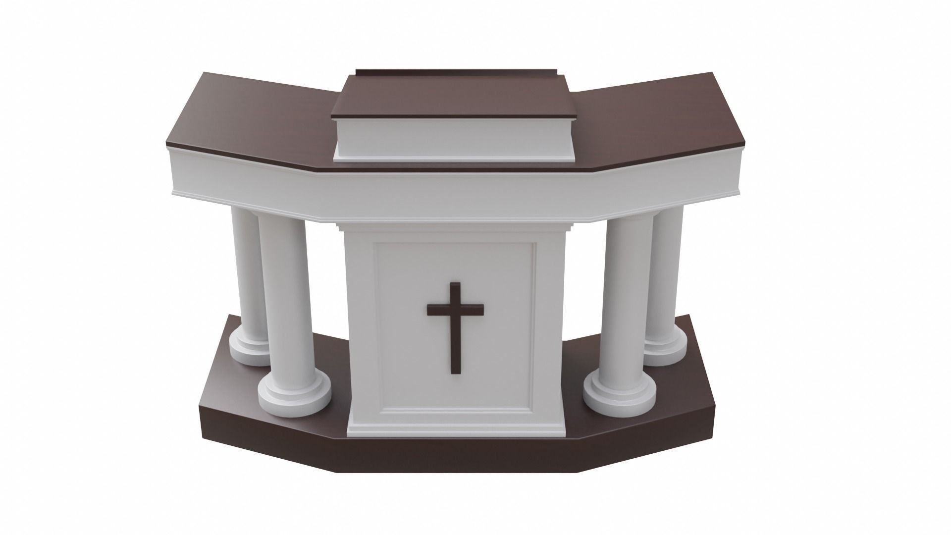 Church Podium Set Low-poly 3D model_8