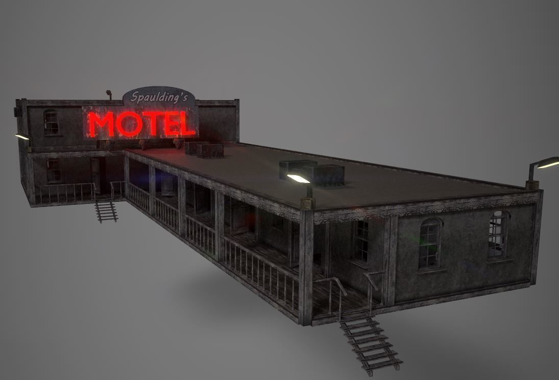 Old Motel Low-poly 3D model_2