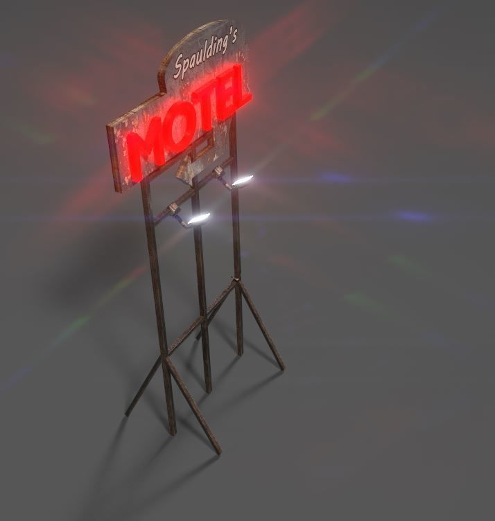 Old Motel Low-poly 3D model_1