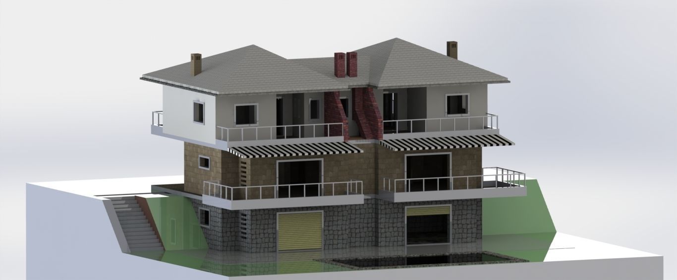 house front of machine 3D model_4