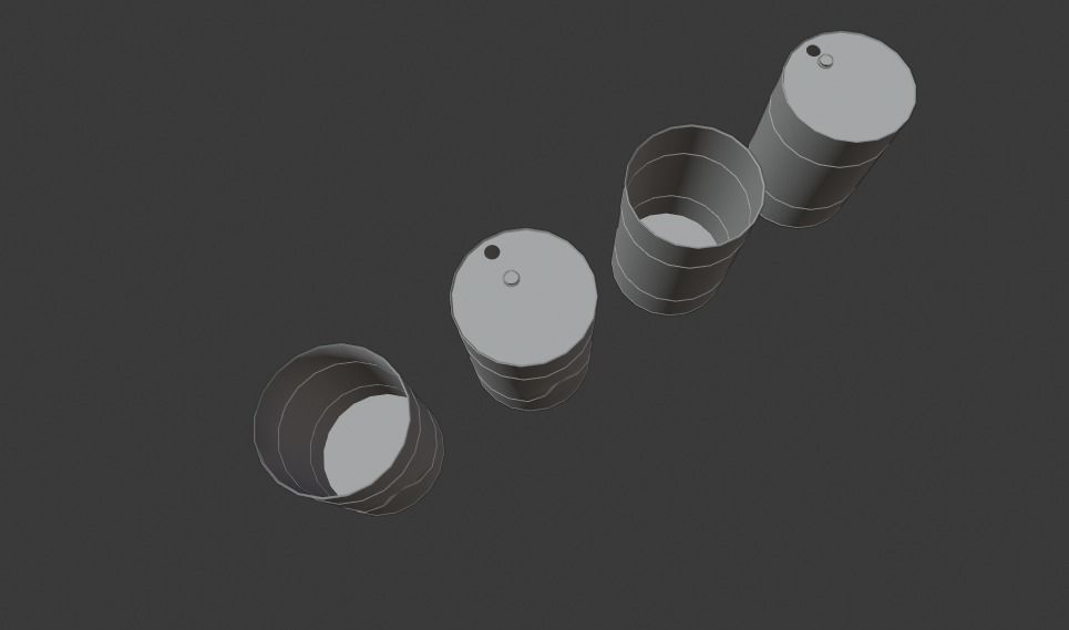 Barrel three cylinders Free low-poly 3D model_3